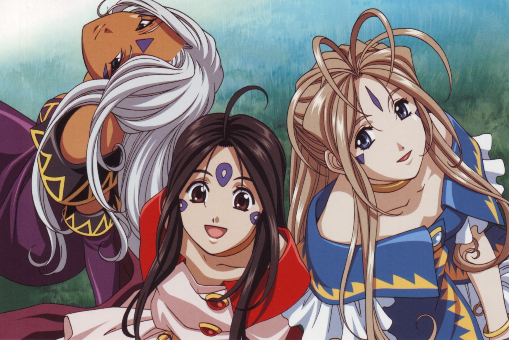 close-up, mask, anime girls, human representation, female likeness, disguise, Skuld, day, retail, Belldandy, no people, wall - building feature, art and craft, HD Wallpaper