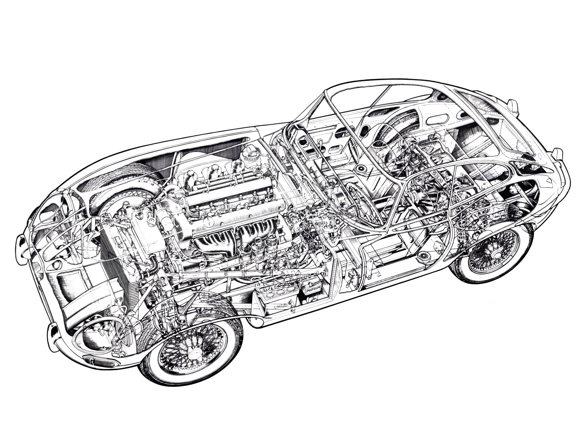 jaguar, supercars, 1080P, engines, cutaway, interior, fixed, coupe, classic, 1961, engine, head, type, supercar, HD Wallpaper
