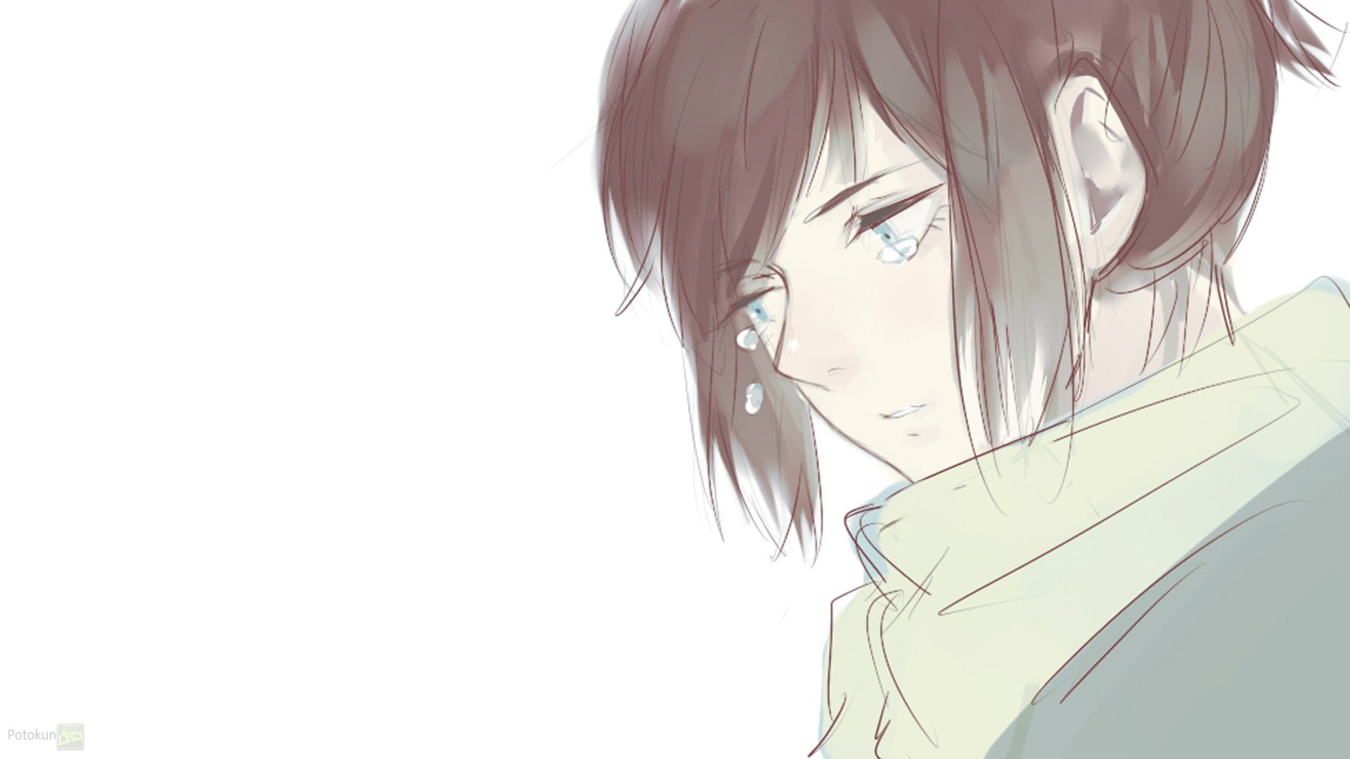 day, no people, body part, white background, lightweight, feather, hairstyle, clear sky, hair, low angle view, crying, indoors, 1080P, studio shot, anime girls, HD Wallpaper