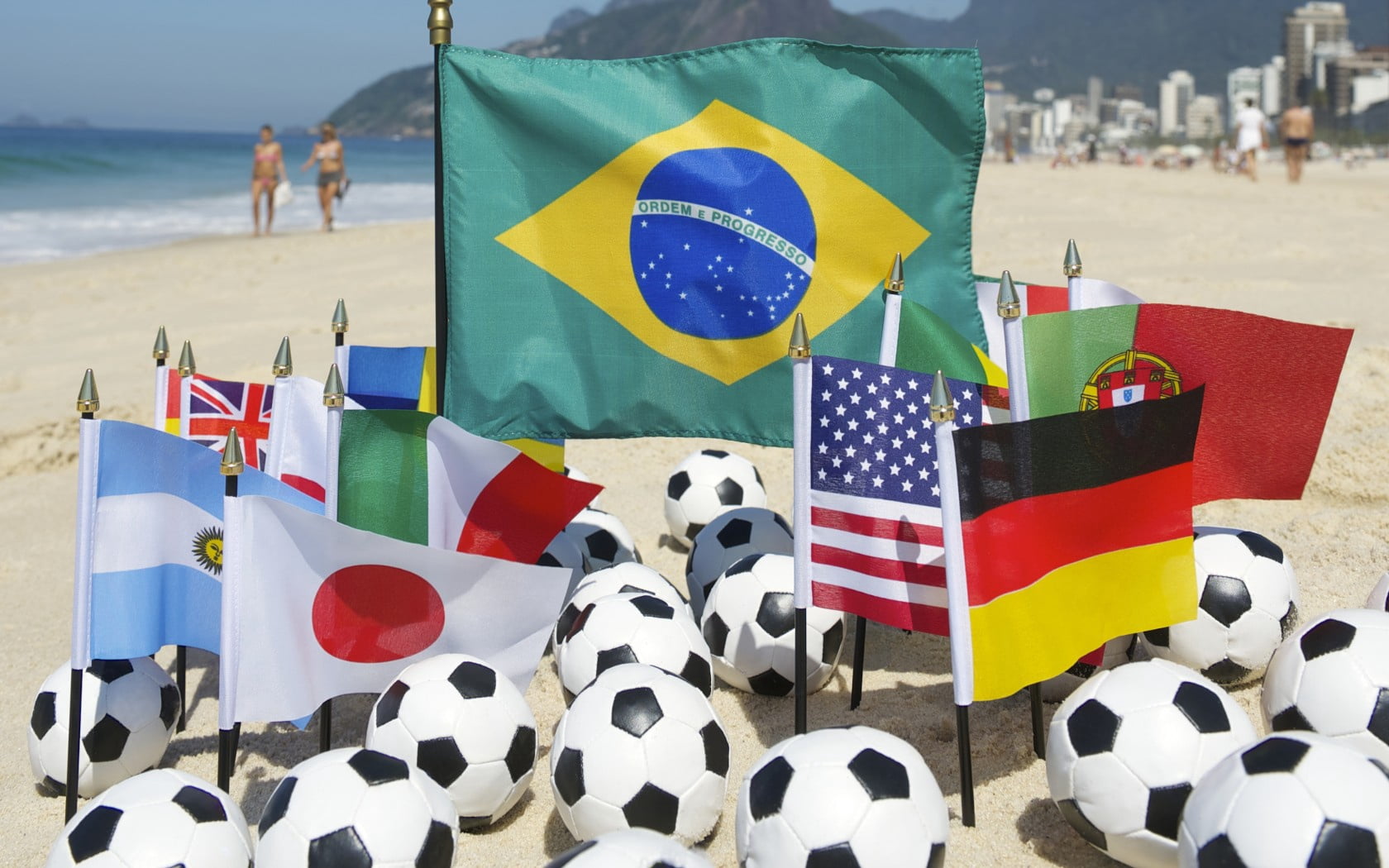 water, 2014, fans, close-up, black, flag, toy, flags, assorted, football - Ball, pride, sport, national Landmark, soccer Ball, land, world cup, patriotism, HD Wallpaper