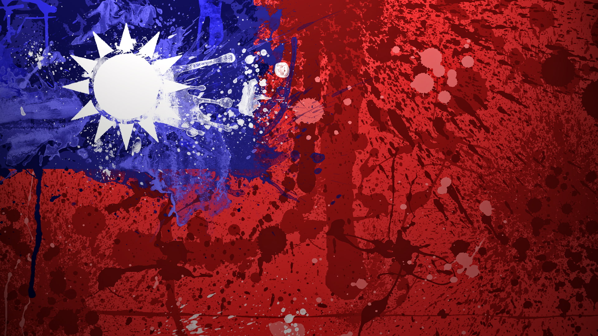 The Flag Of The Republic Of China, Taiwan, white, blue, paint, red, clip, flag, 1080P, Republic of China, art, HD Wallpaper