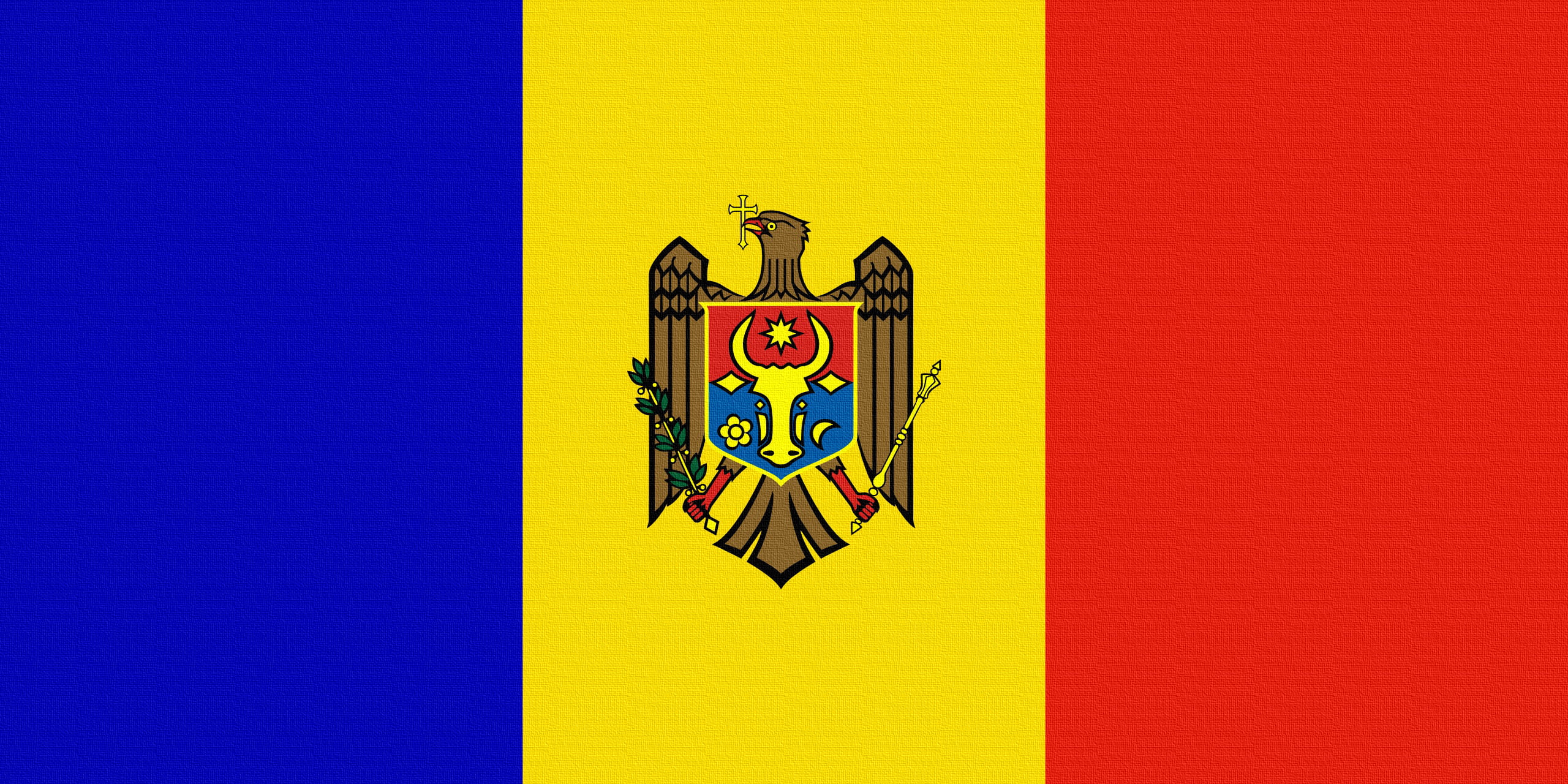representation, Flag, Coat of arms, art and craft, creativity, day, no people, multi colored, 2K, architecture, Moldova, blue, yellow, mural, human representation, HD Wallpaper