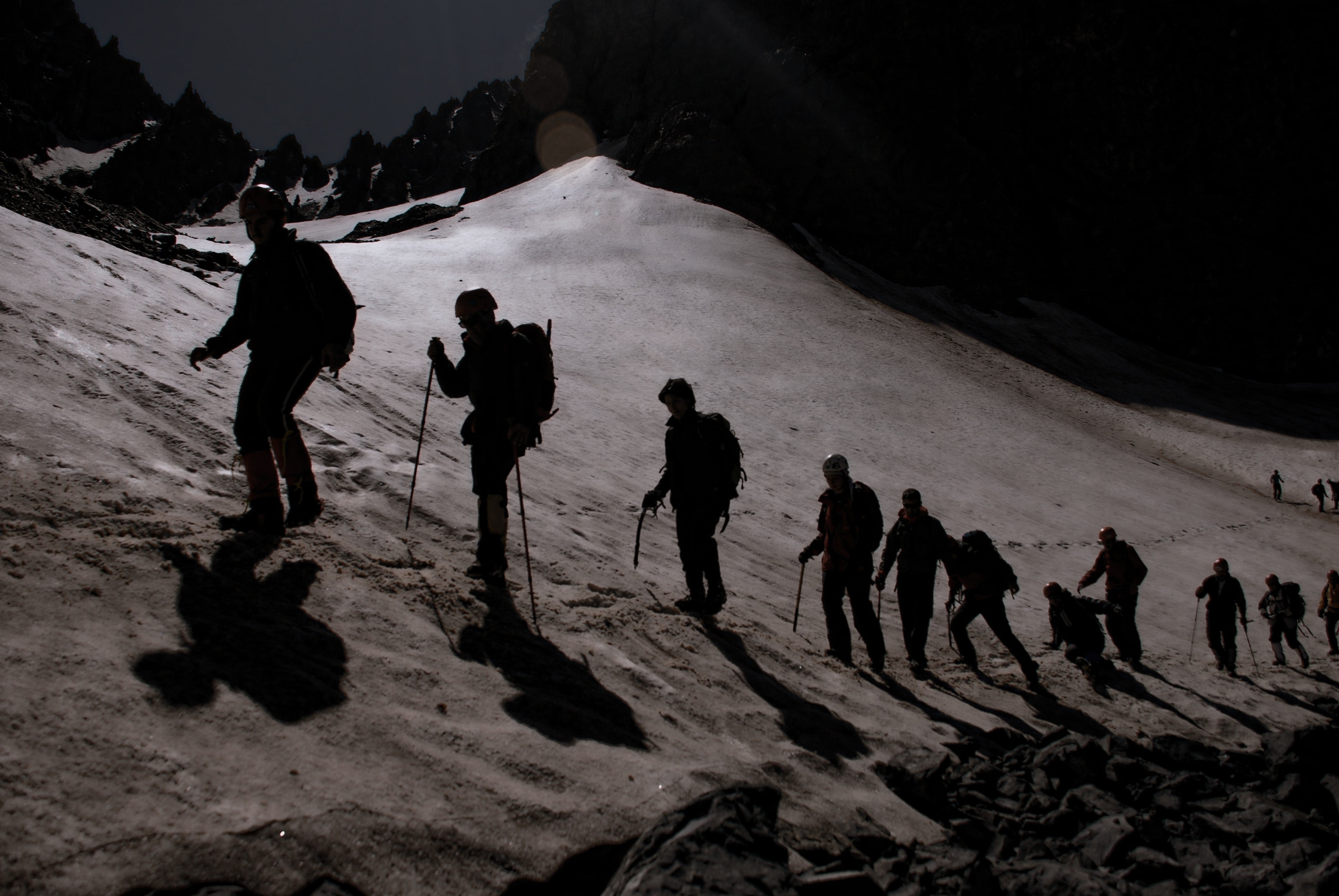 steep wall, climber, cold temperature, real people, glacier, land, group of people, hiking, men, ice, outdoors, mountains, peak, scenics - nature, vacations, HD Wallpaper
