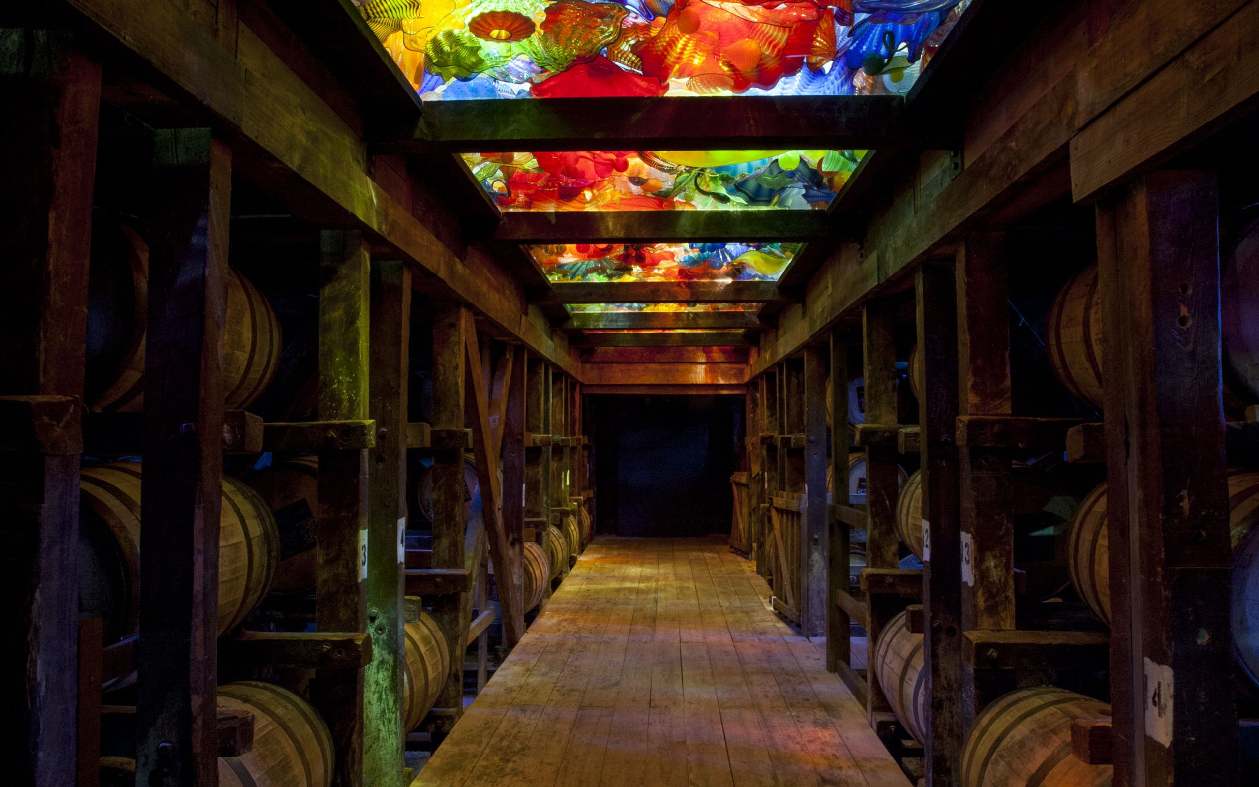stained glass, barrels, alcohol, 2K, colorful, HD Wallpaper