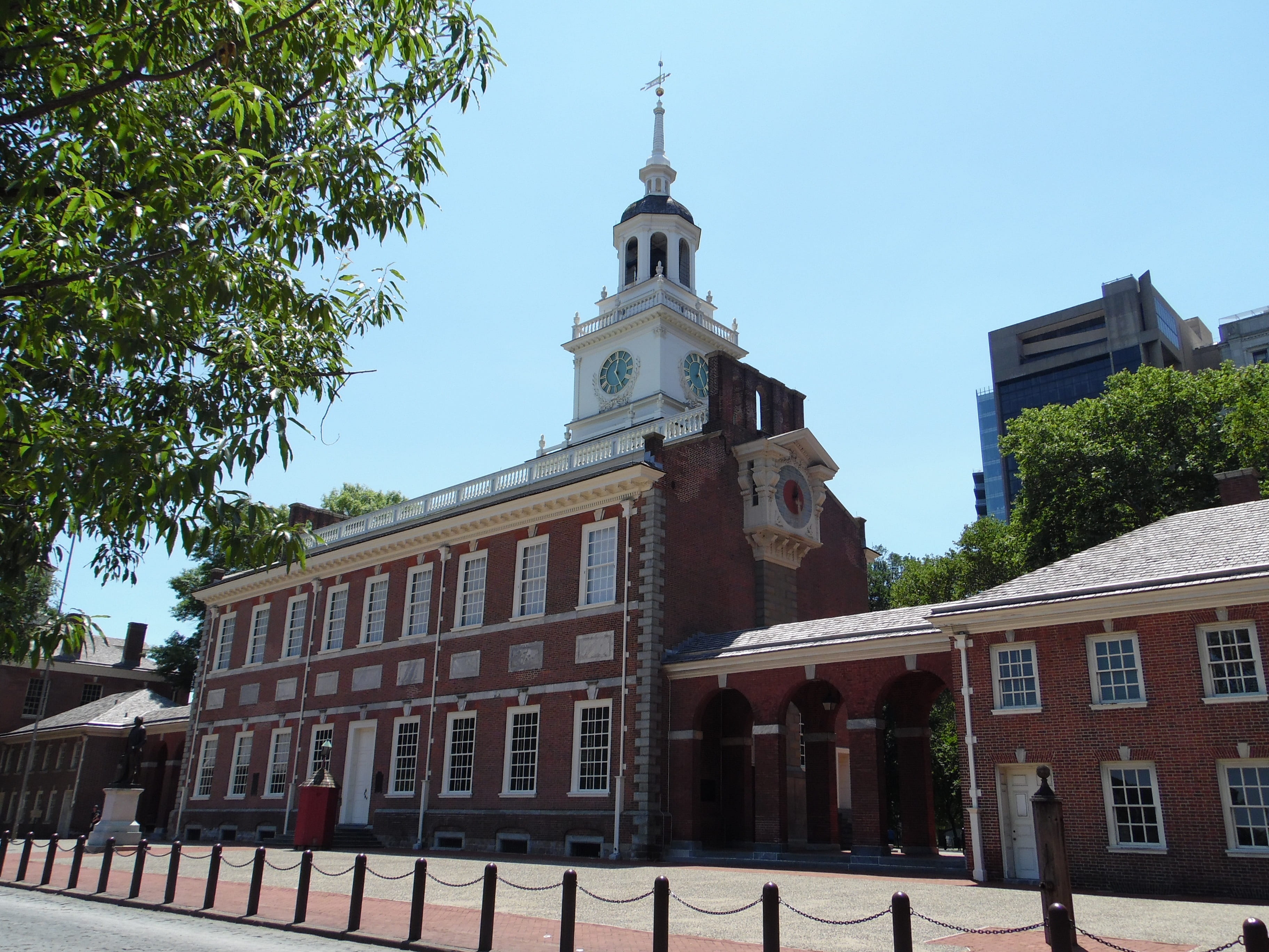pennsylvania, sky, landmark, america, no people, engineering, place of worship, spire, philadelphia, clock, old, day, nature, patriotism, city, building exterior, HD Wallpaper