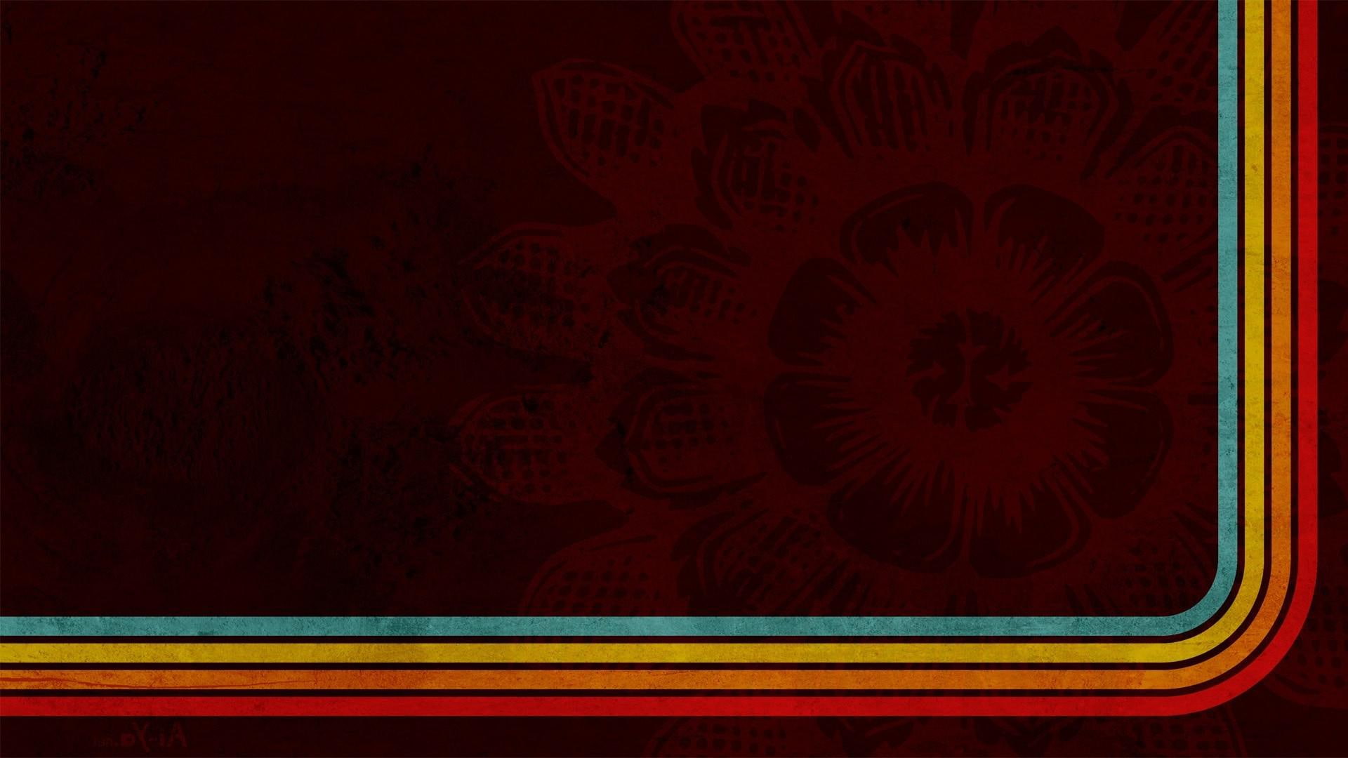 1080P, design, curved, red, teal, 1920x1080, floral, stripes, wood, stripe, surface, brown, digital art, HD Wallpaper