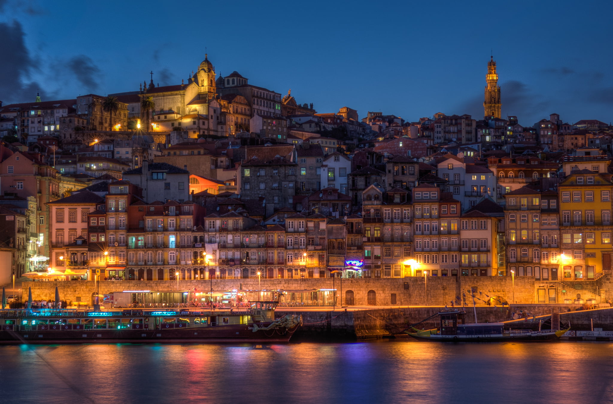 europe, 1080P, sea, cultures, summer, residential district, night, river, twilight, Portugal, travel, nature, ancient, travel Destinations, church, building Exterior, HD Wallpaper