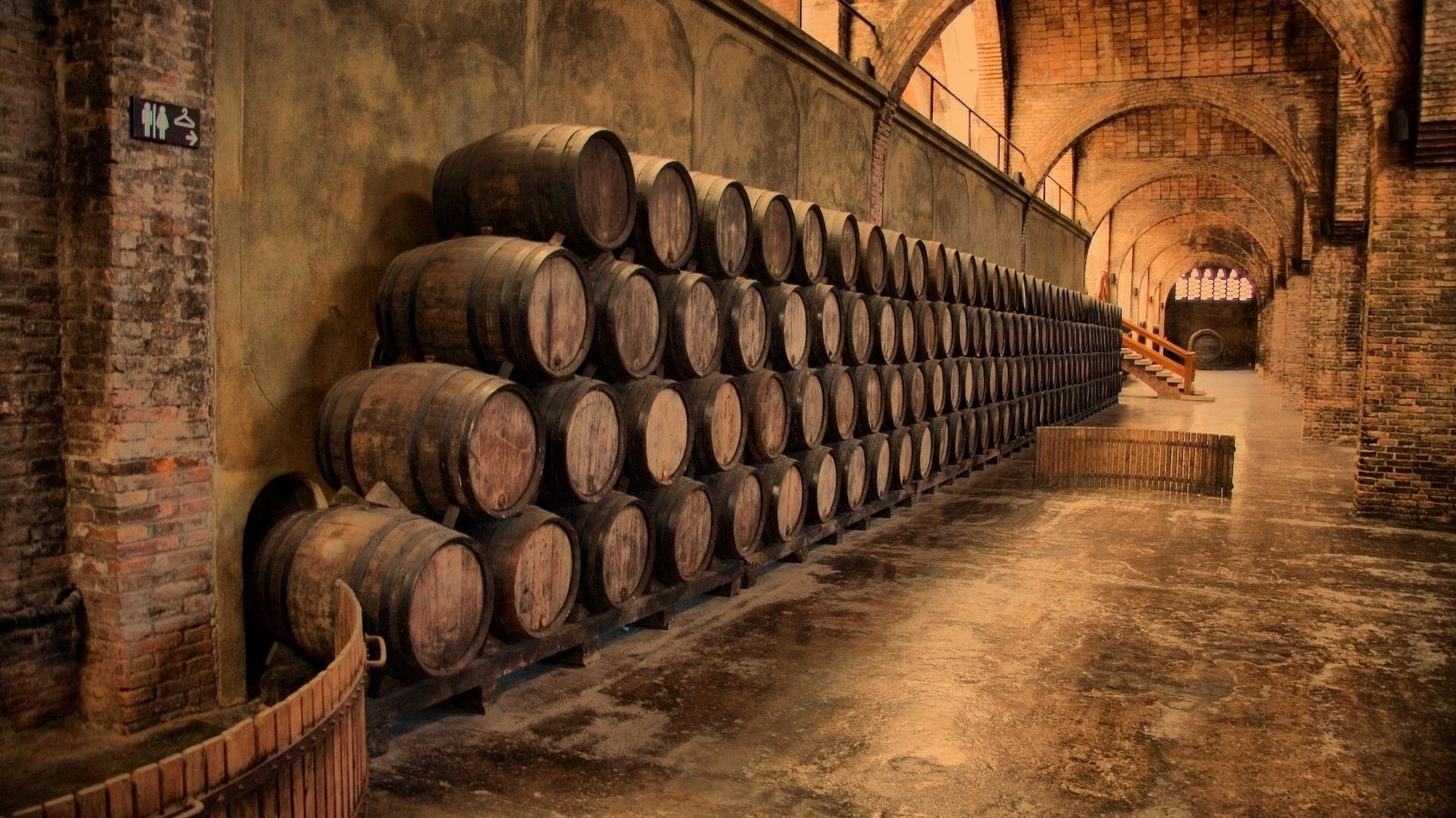 drink, alcohol, indoors, 1080P, cellar, winery, building, refreshment, in a row, arch, architecture, food and drink, history, large group of objects, wood - material, HD Wallpaper