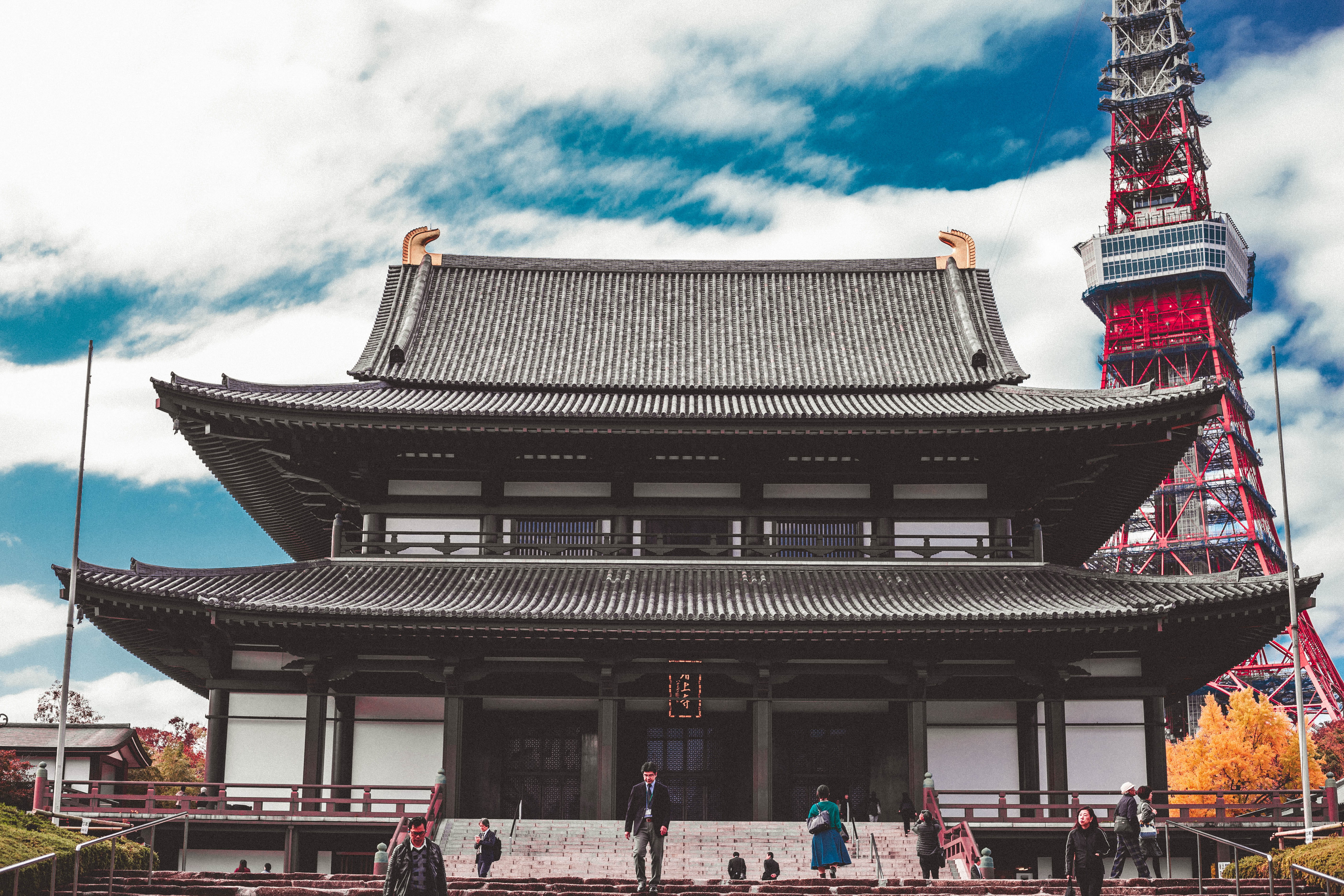 white, people, place of worship, japanese architecture, outdoors, tourism, pagoda, cloud - sky, transportation, person, destination, walking, nature, 5K, HD Wallpaper