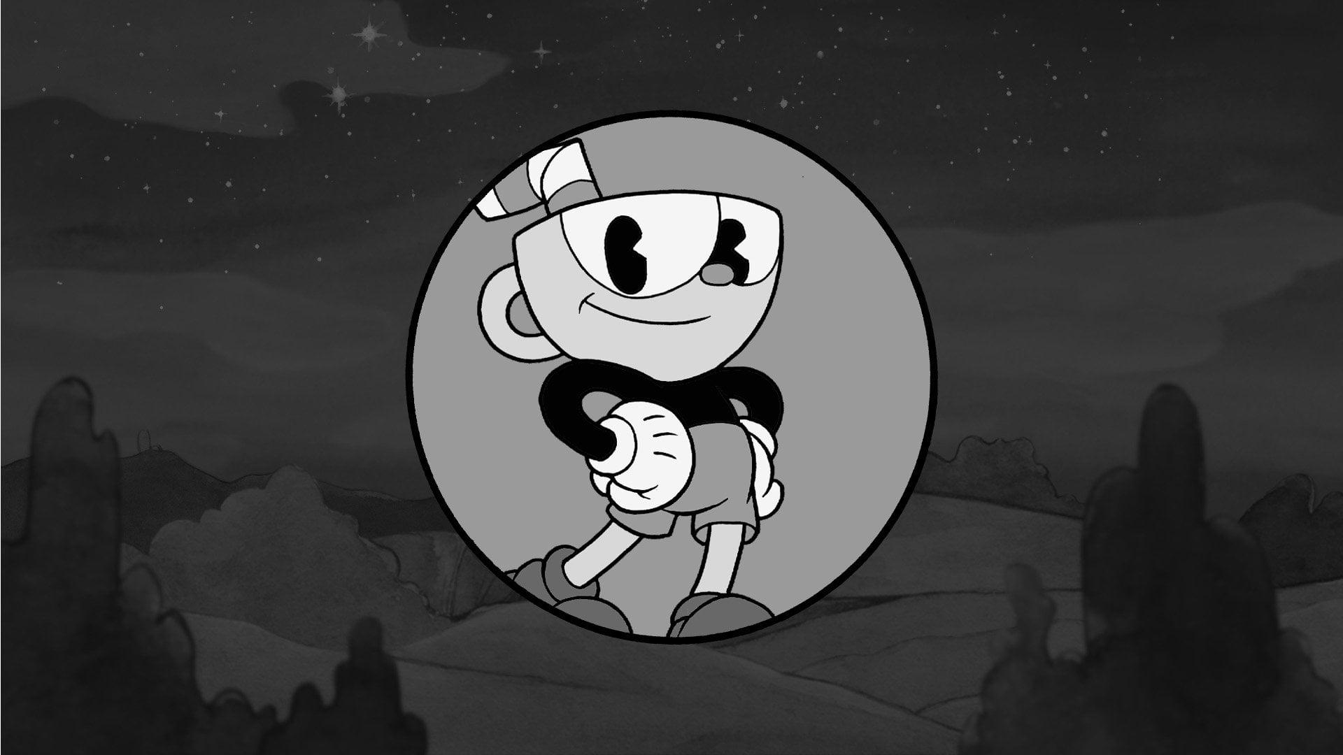 Video Game, built structure, geometric shape, one person, Cuphead, real people, nature, representation, 1080P, outdoors, art and craft, space, moon, unrecognizable person, HD Wallpaper