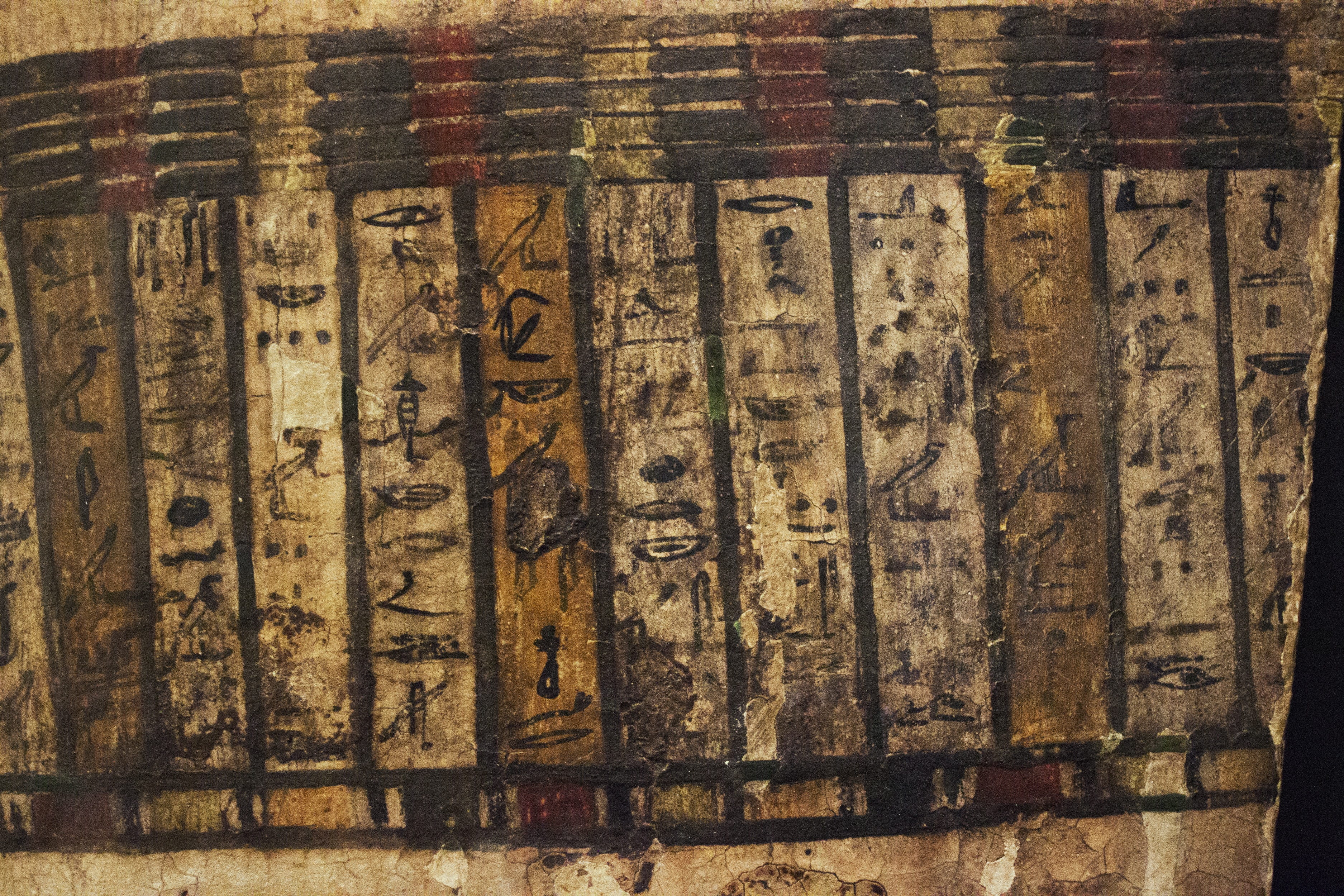 wood - material, pattern, egypt, tomb, communication, art and craft, pharaoh, 2K, history, full frame, design, indoors, brown, ancient, no people, backgrounds, HD Wallpaper