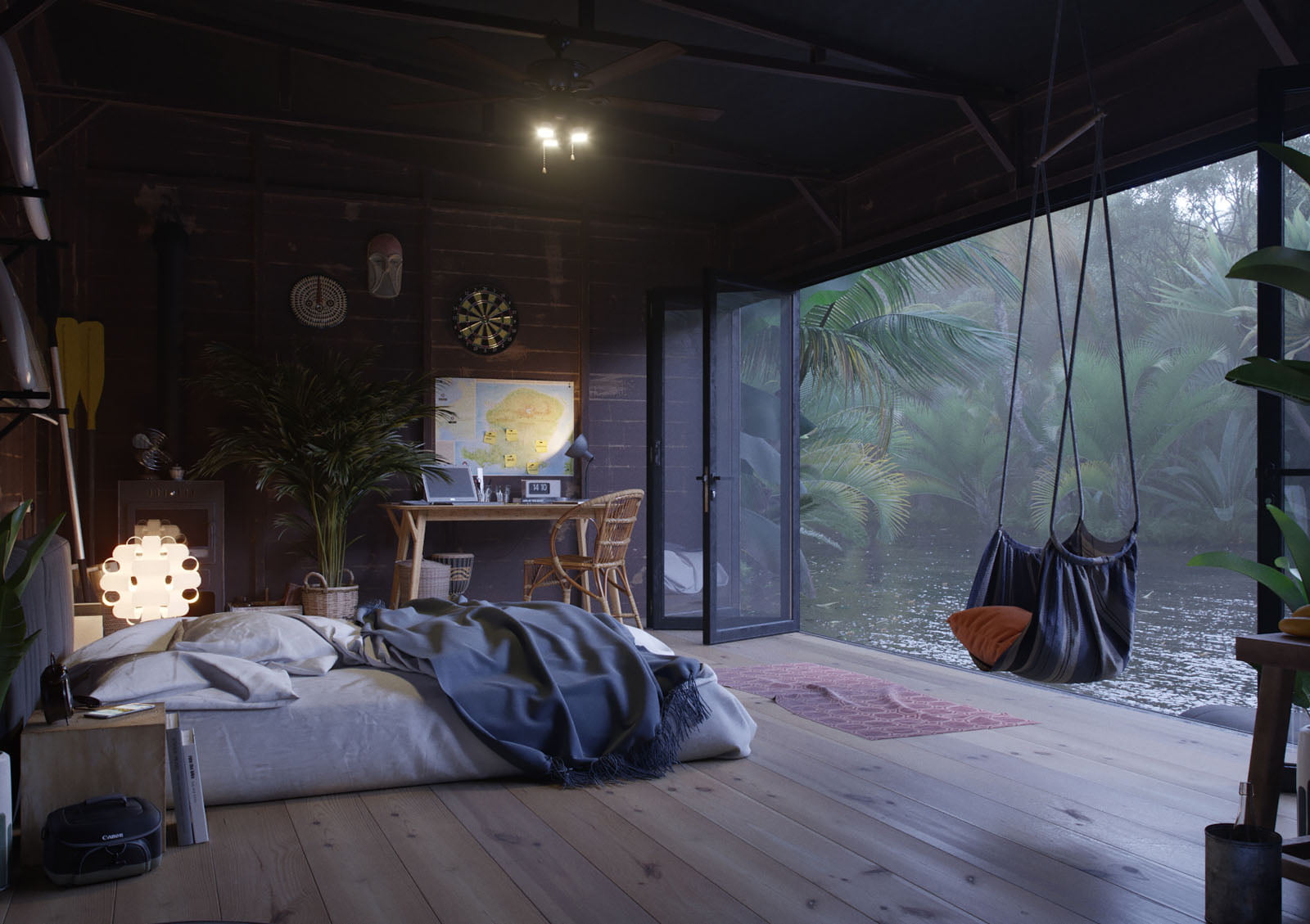 720P, house, interior, wooden surface, interior design, room, swings, HD Wallpaper