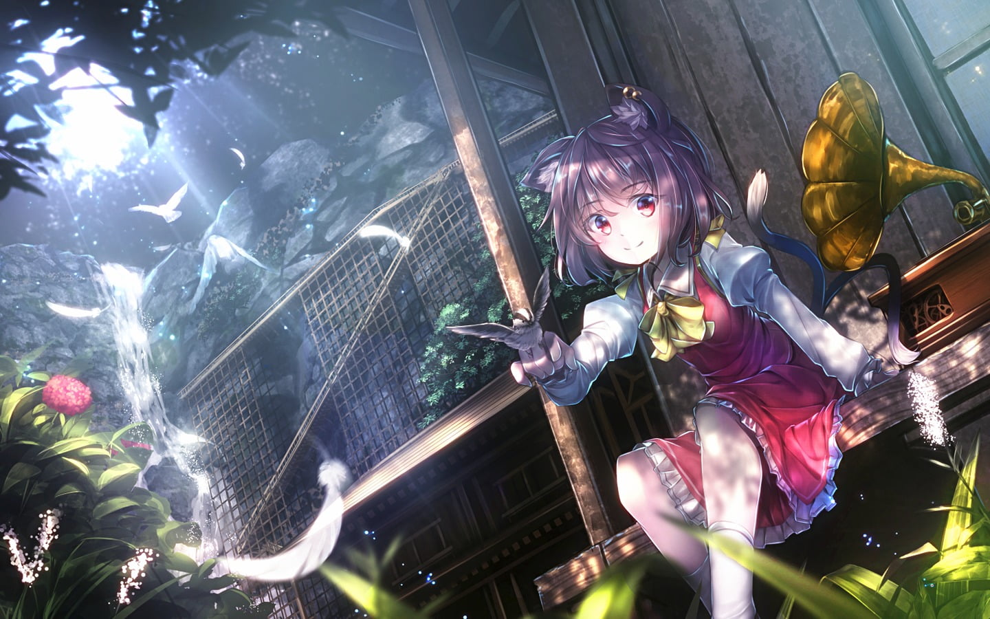 Touhou, casual clothing, 720P, full length, anime girls, girls, innocence, portrait, childhood, child, leisure activity, outdoors, females, front view, HD Wallpaper