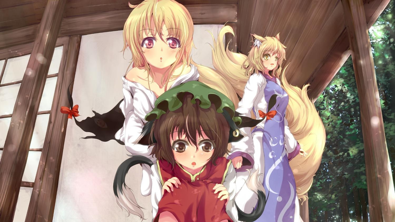 720P, Yukari Yakumo, Anime, Ran Yakumo, Chen (Touhou), Touhou, HD Wallpaper