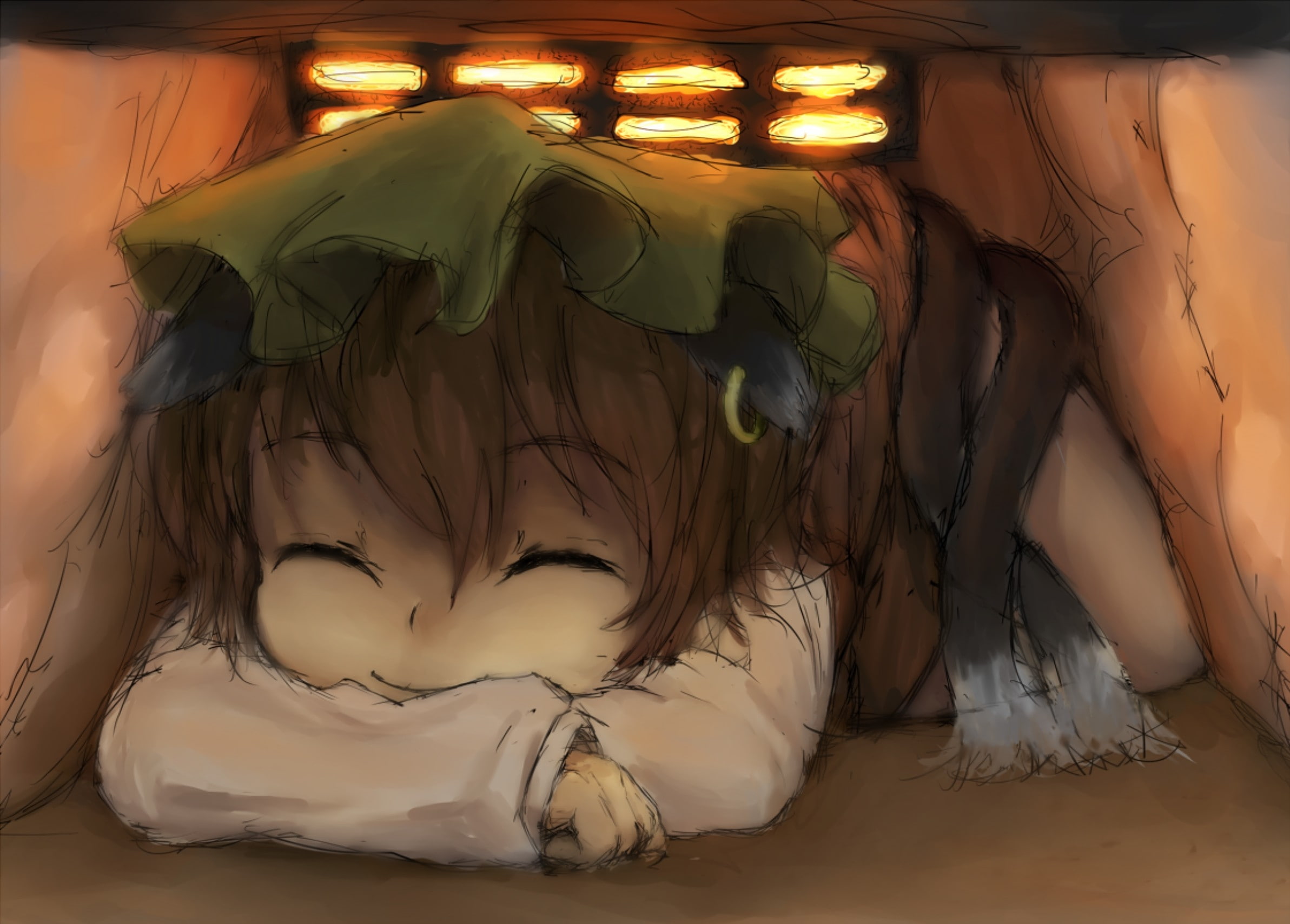 hats, 1080P, Touhou, hd, art, x, ears, animals, cats, chen, animal, nekomimi, HD Wallpaper