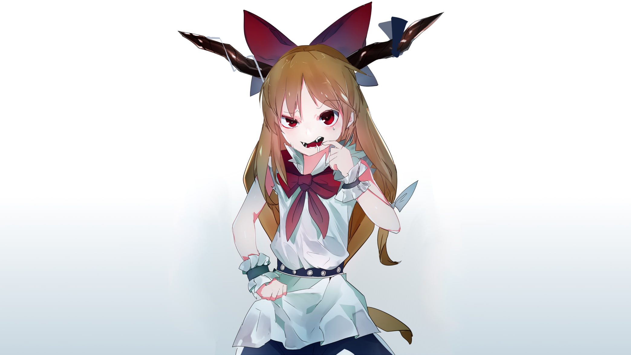 fantasy art, artwork, 1080P, representation, front view, fun, celebration, studio shot, Ibuki Suika, mask, copy space, digital art, anime girls, costume, HD Wallpaper