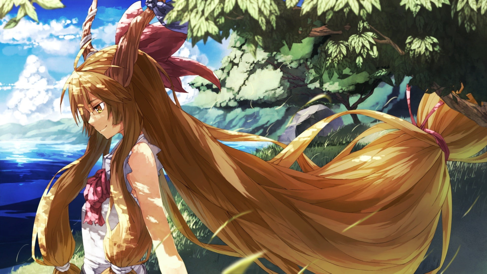 anime, 1080P, Touhou, anime girls, Ibuki Suika, HD Wallpaper