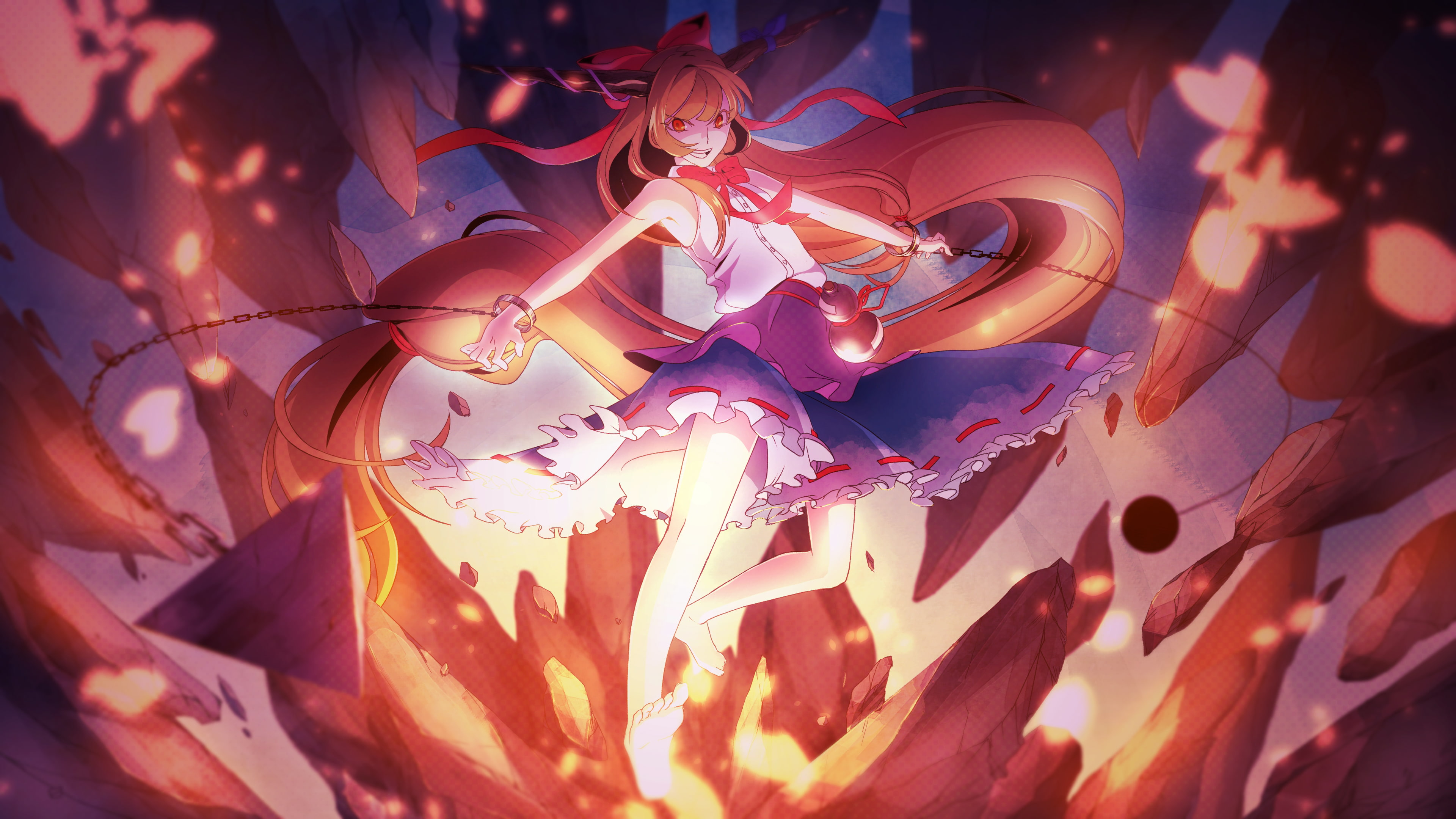 Touhou, Anime, Suika Ibuki, 4K, HD Wallpaper