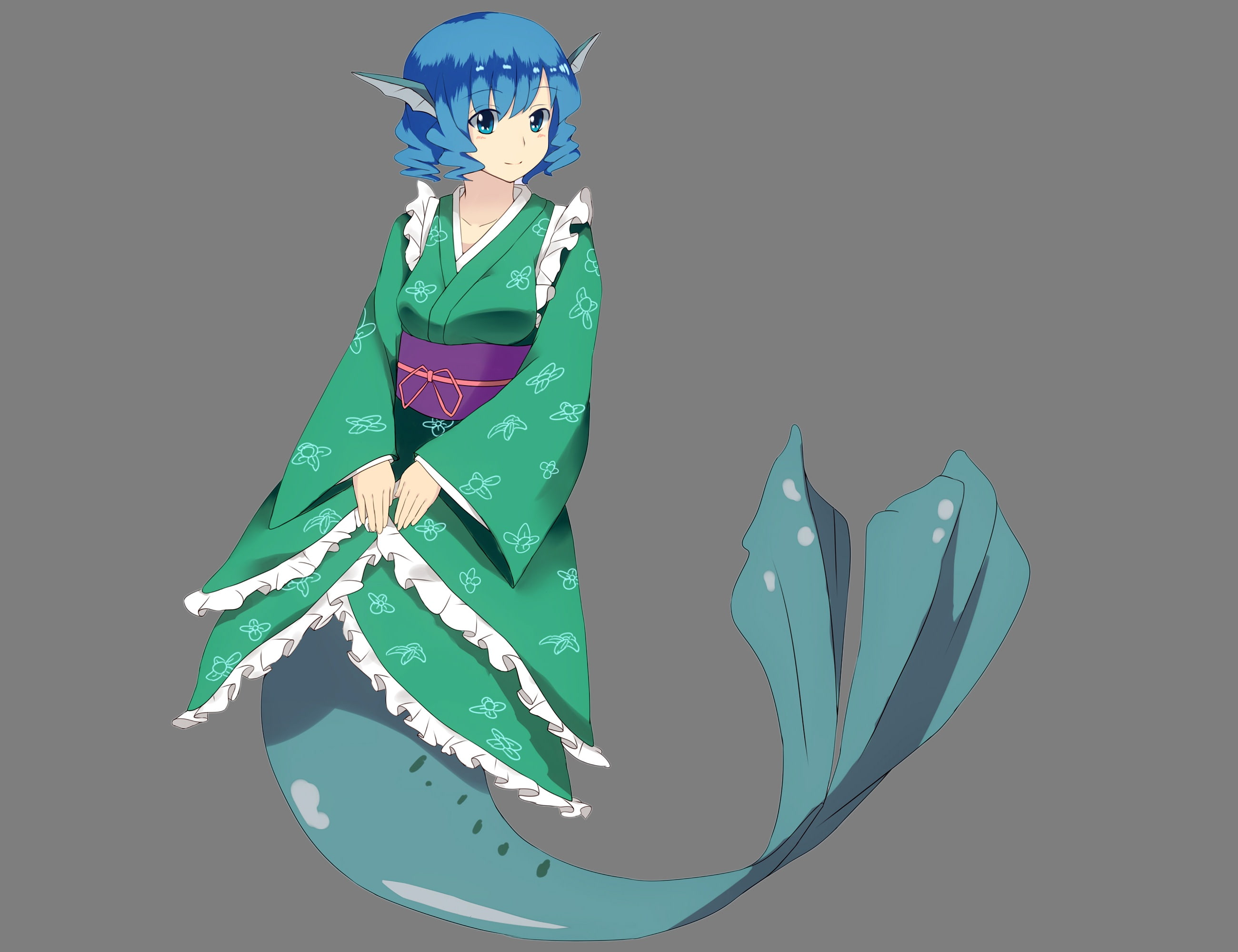 mermaid, kimono, japanese, wakasagihime, 2K, transparent, touhou, clothes, HD Wallpaper