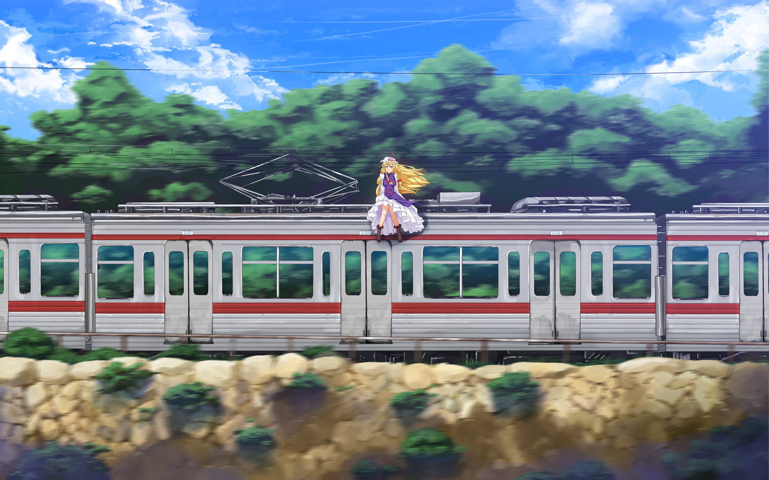 sky, cloud - sky, mode of transportation, transportation, on the move, train, tree, travel, passenger train, land vehicle, public transportation, outdoors, HD Wallpaper