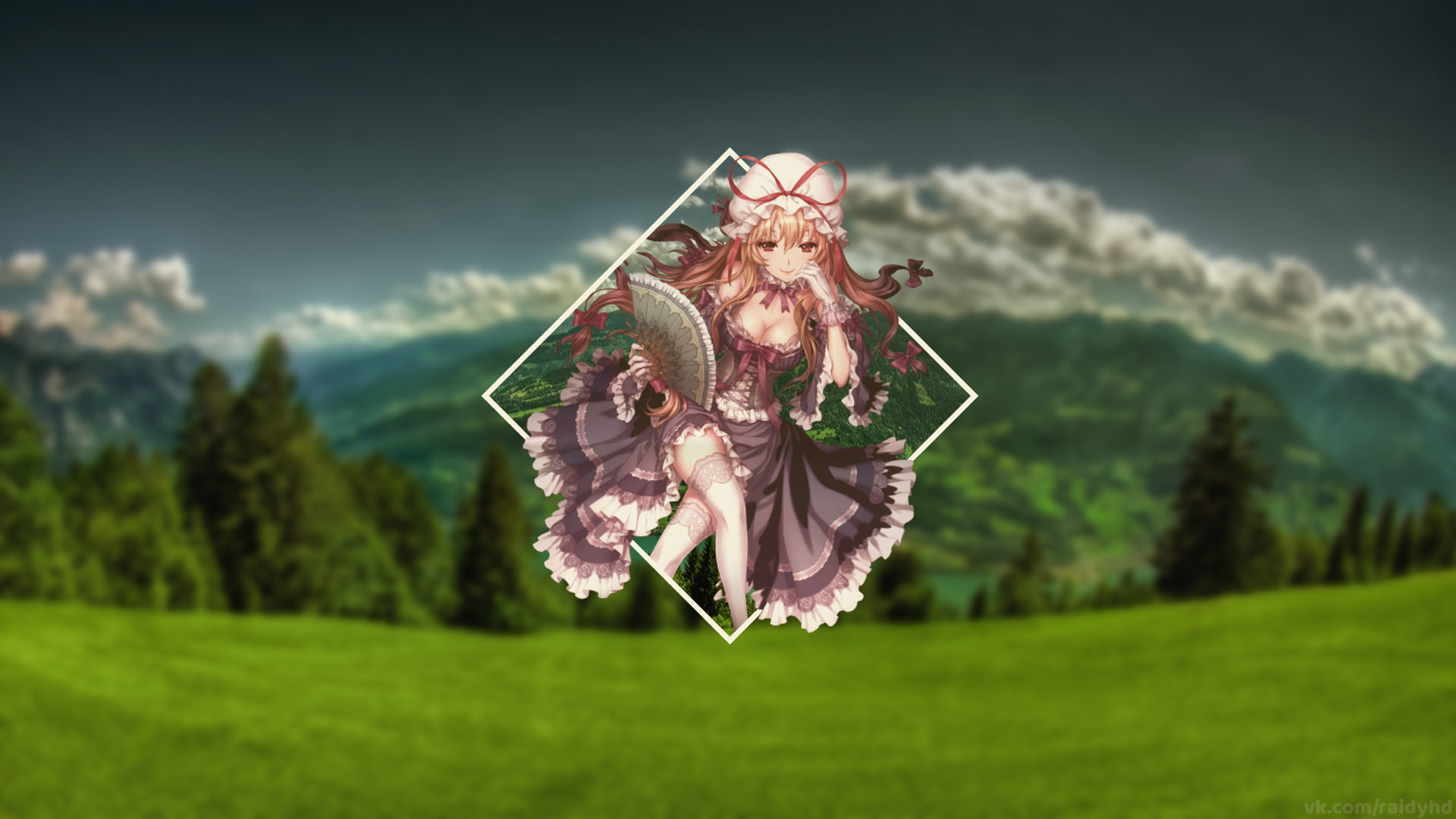 Yakumo Yukari, Touhou, anime, picture-in-picture, people, 1080P, HD Wallpaper
