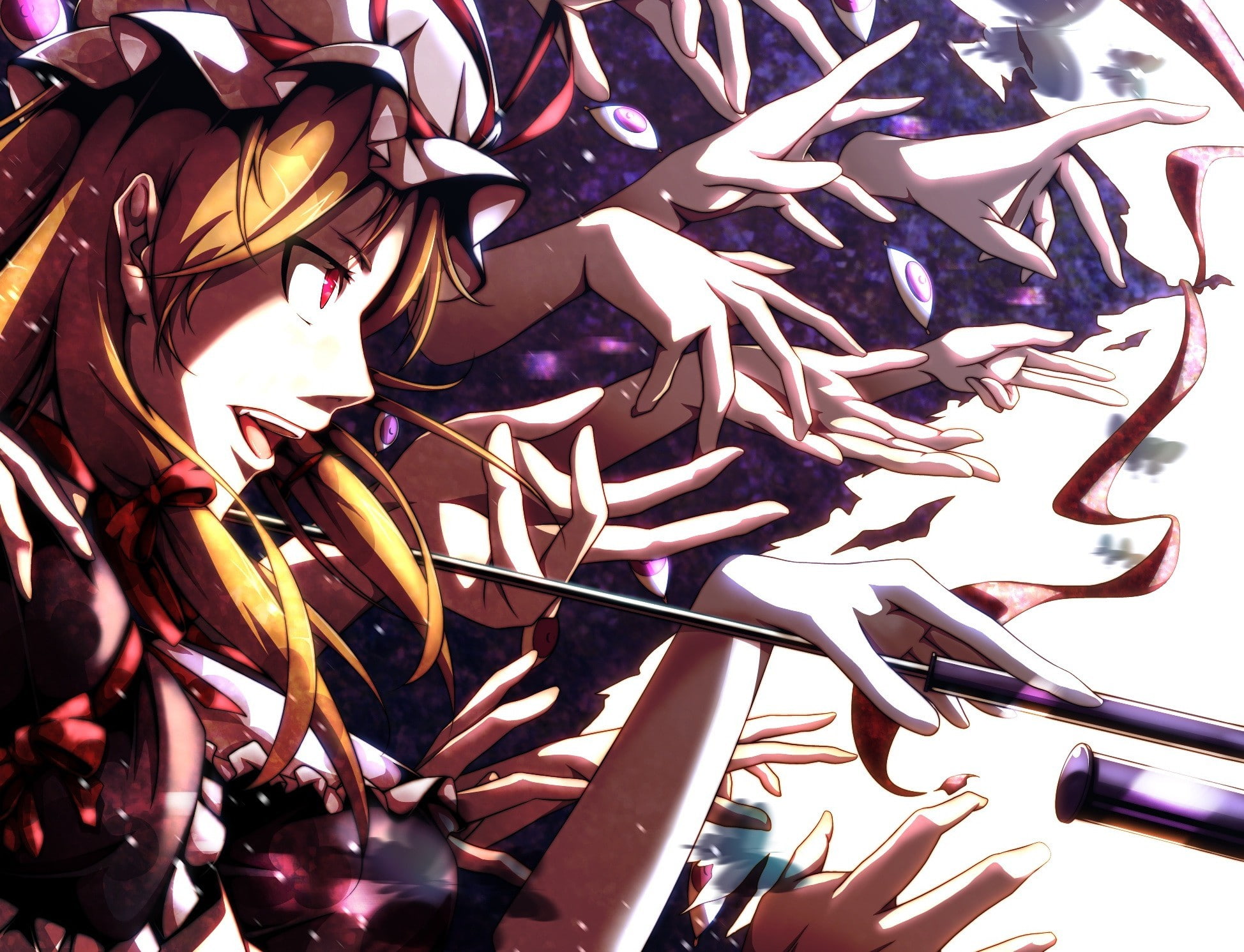 full frame, tangled, sunlight, indoors, creativity, decoration, day, hands, man made, high angle view, Yakumo Yukari, close-up, abundance, paper, anime girls, HD Wallpaper