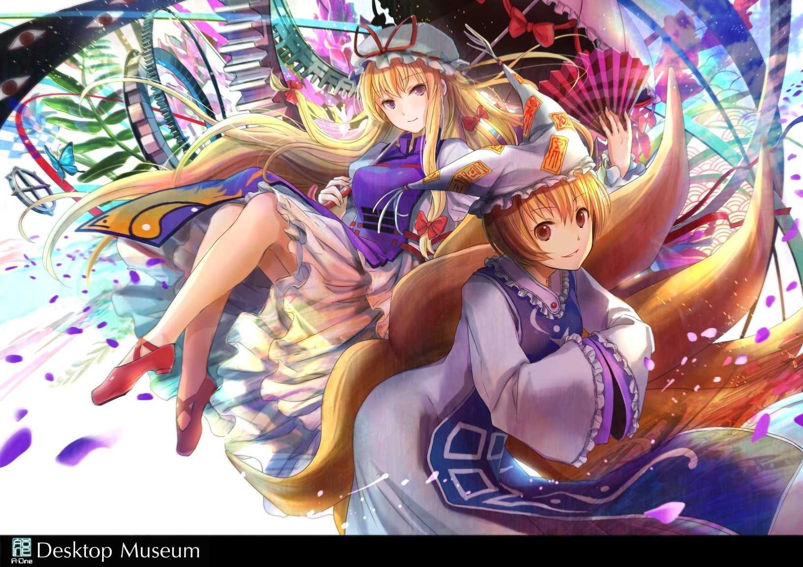 720P, Ran Yakumo, Touhou, Yukari Yakumo, Anime, HD Wallpaper