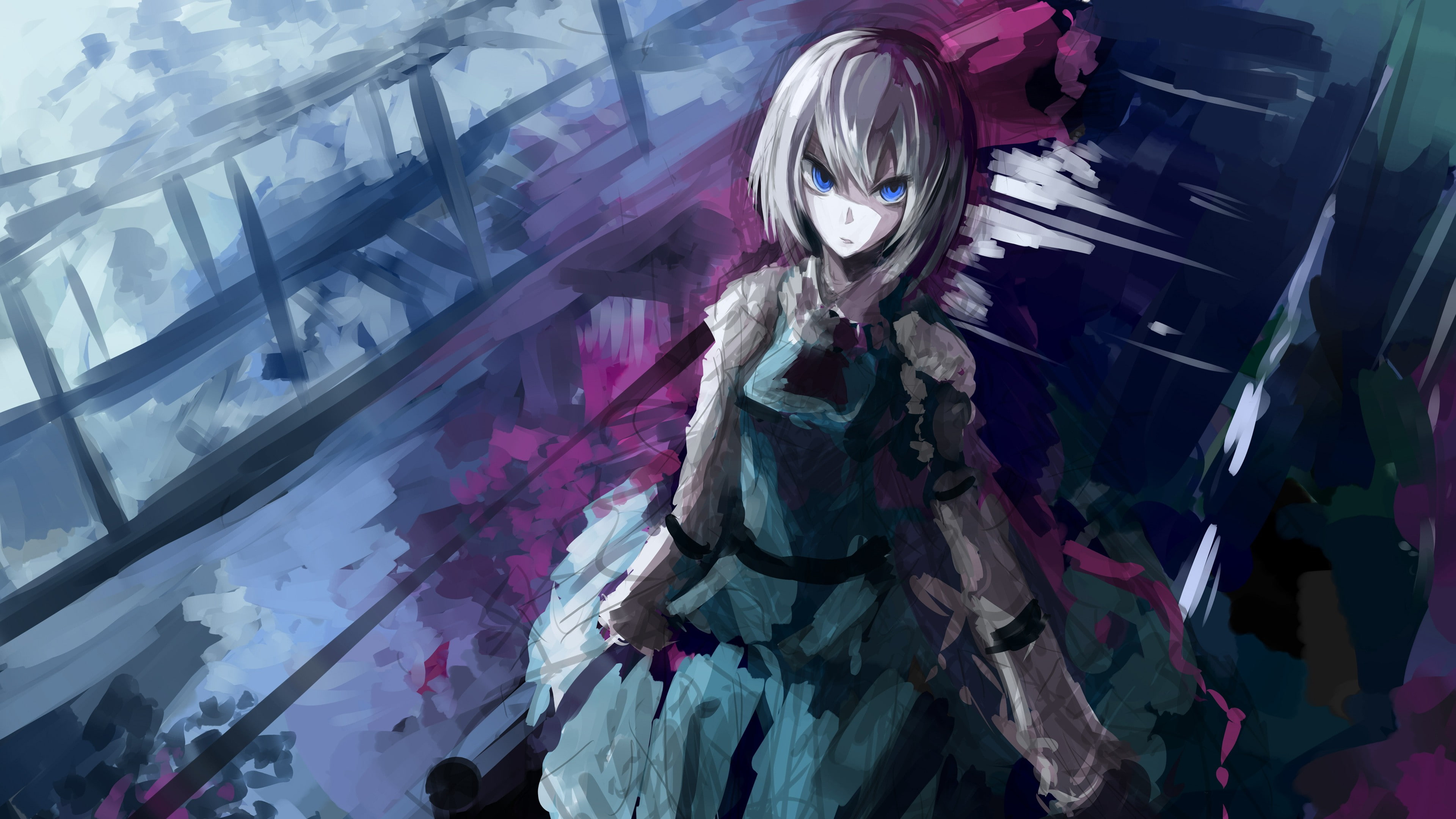 one person, young women, anime girls, hairstyle, day, high angle view, glass - material, creativity, Konpaku Youmu, 4K, art and craft, representation, HD Wallpaper
