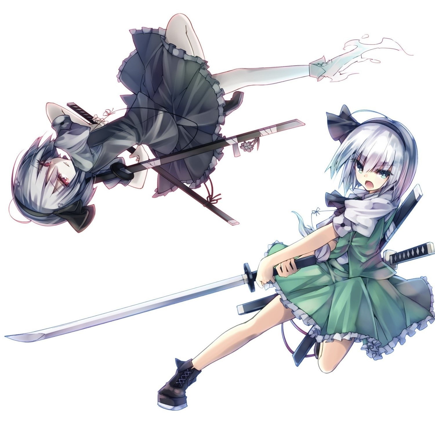women, sky, nature, casual clothing, cut out, indoors, Touhou, adult, young women, 720P, white background, young adult, studio shot, front view, Konpaku Youmu, Phone HD Wallpaper