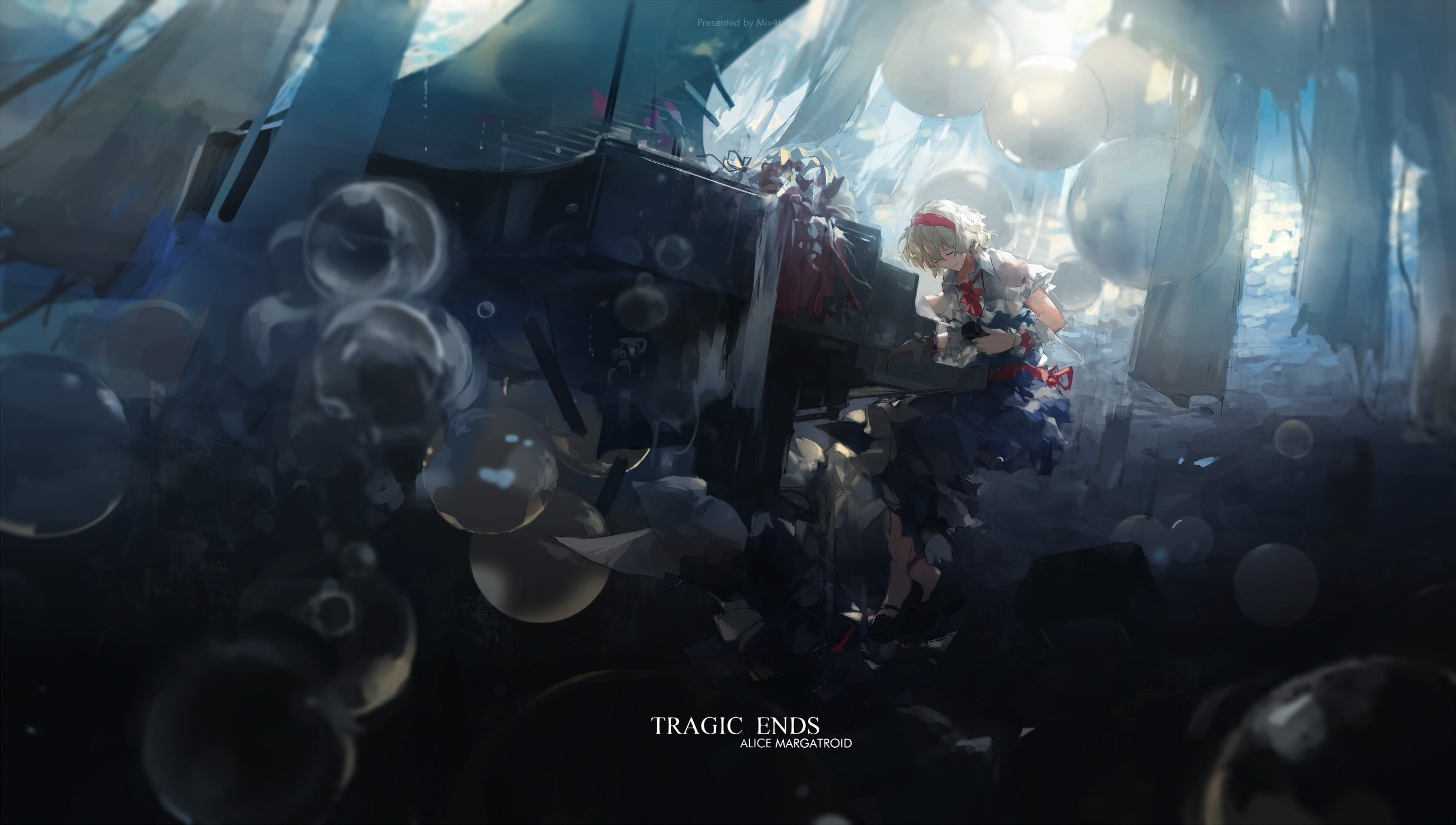 1080P, short hair, piano, Touhou, white hair, anime, anime girls, Alice Margatroid, HD Wallpaper