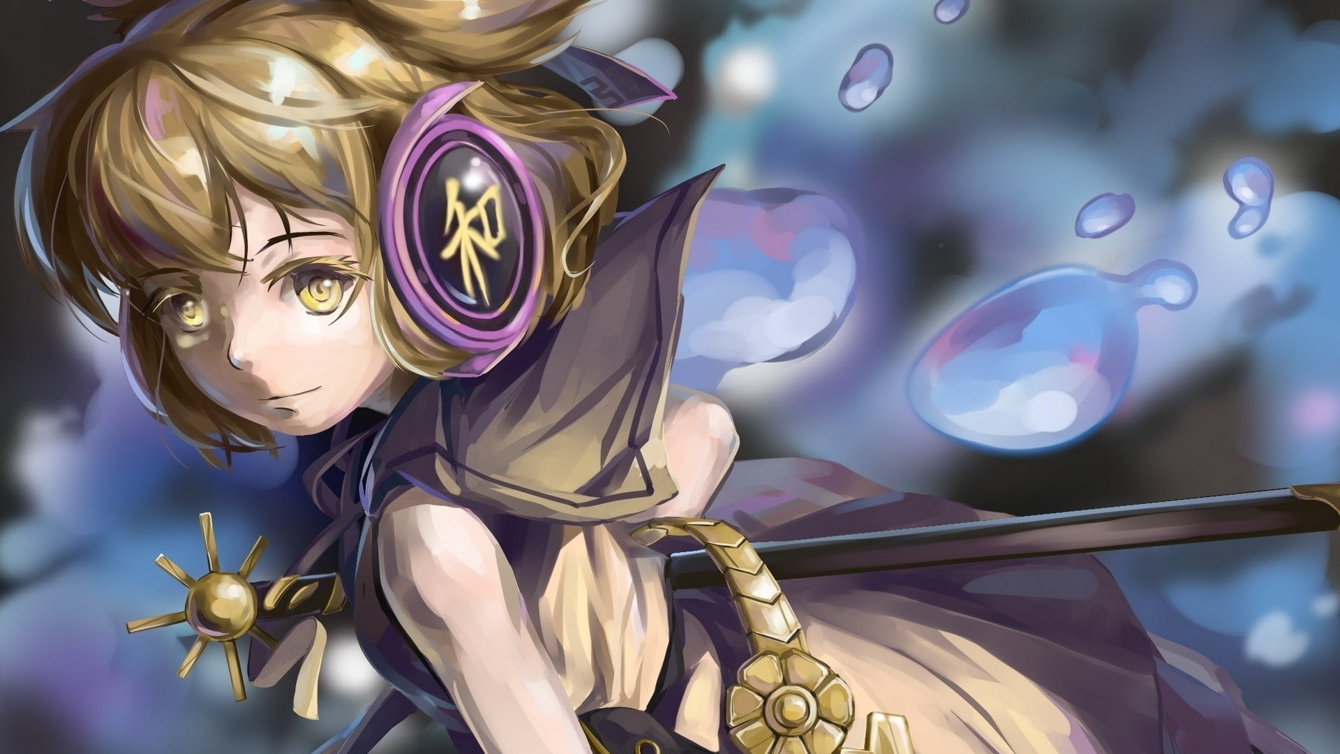 anime, short hair, anime girls, 1080P, Toyosatomimi no Miko, Touhou, brunette, HD Wallpaper