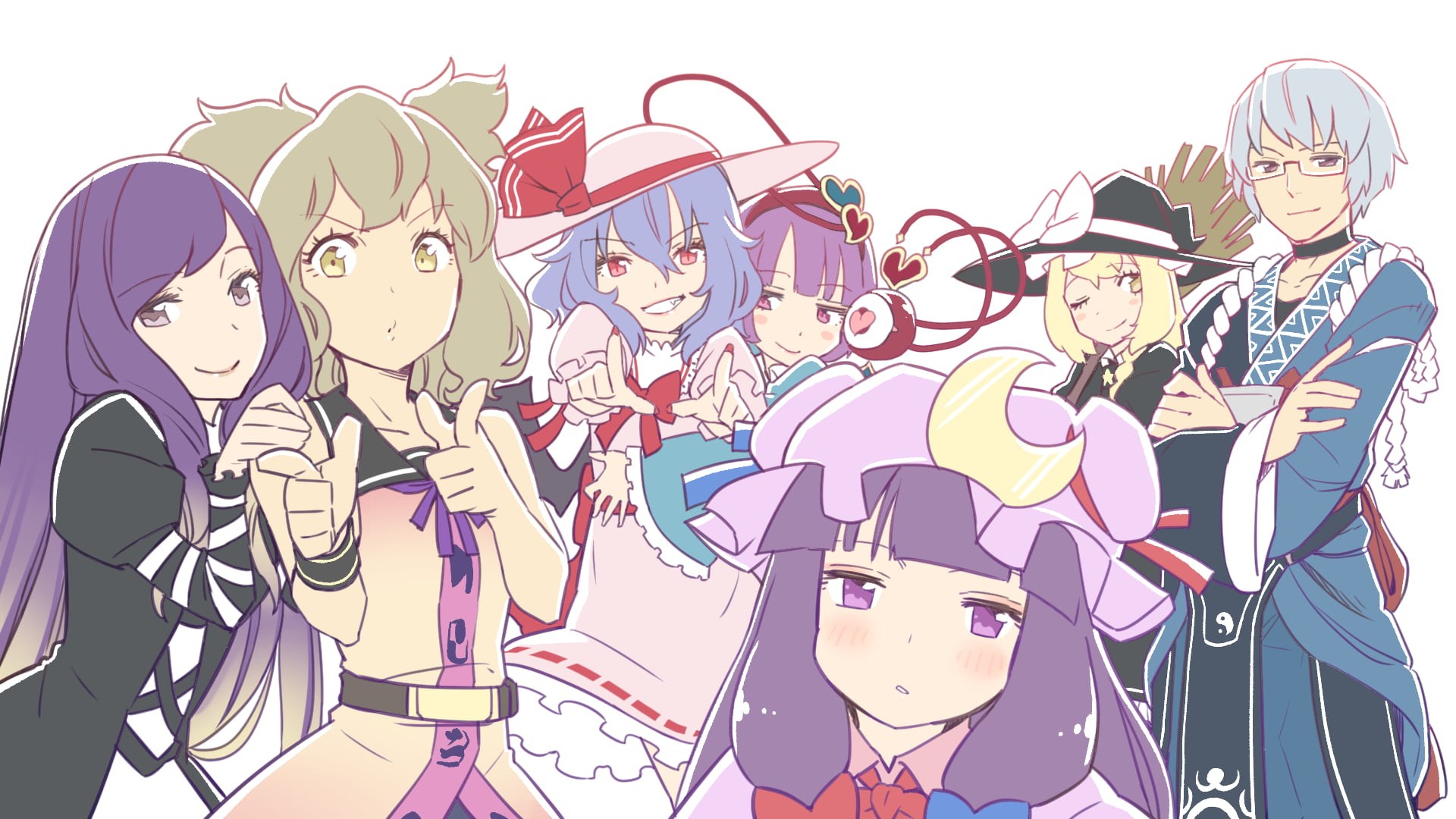 Toyosatomimi no Miko, Patchouli Knowledge, kawayabug, 1080P, Touhou, Morichika Rinnosuke, Kirisame Marisa, Remilia Scarlet, Komeiji Satori, HD Wallpaper