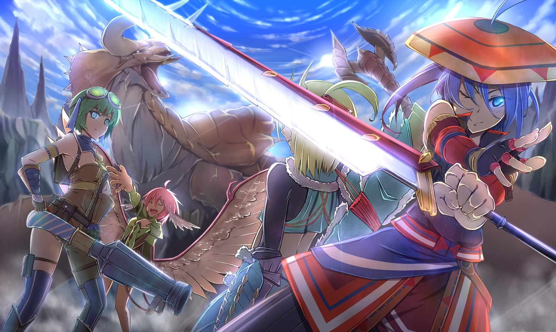 Mystia Lorelei, Crossover, 1080P, Cirno (Touhou), Monster Hunter, Rumia (Touhou), Anime, Wriggle Nightbug, Touhou, HD Wallpaper