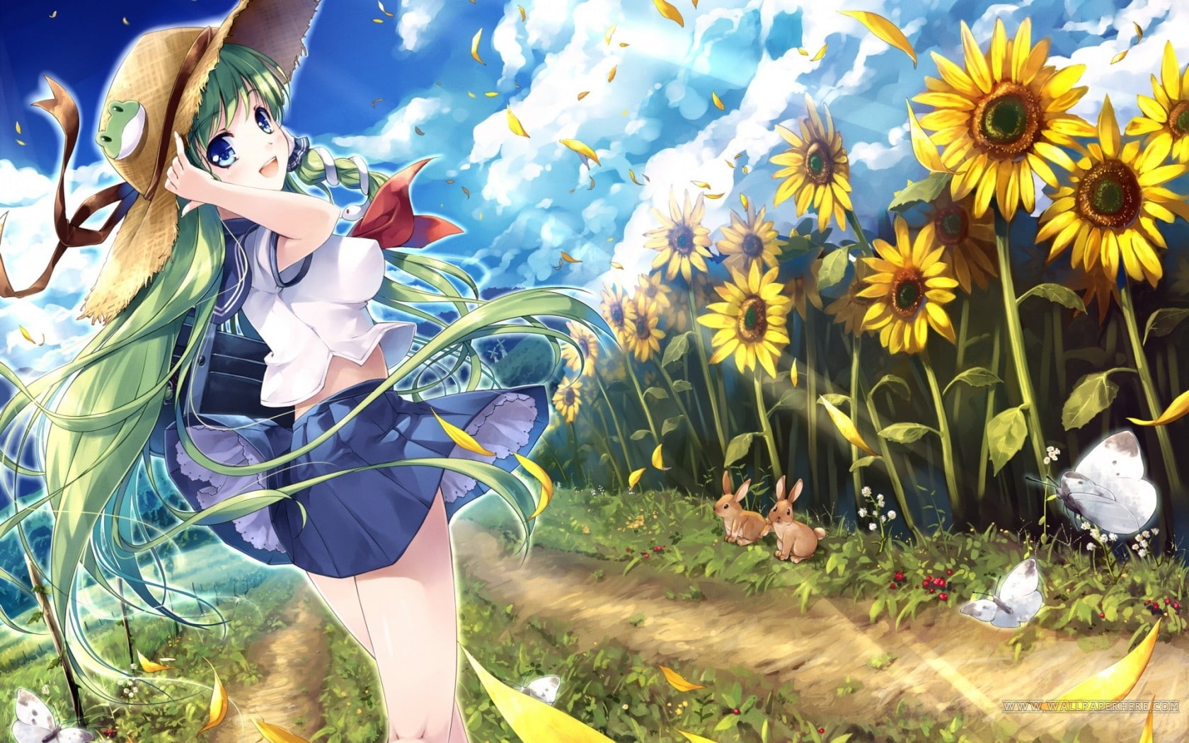growth, plant, leisure activity, lifestyles, women, anime, flower head, representation, outdoors, nature, anime girls, 720P, real people, Touhou, yellow, HD Wallpaper