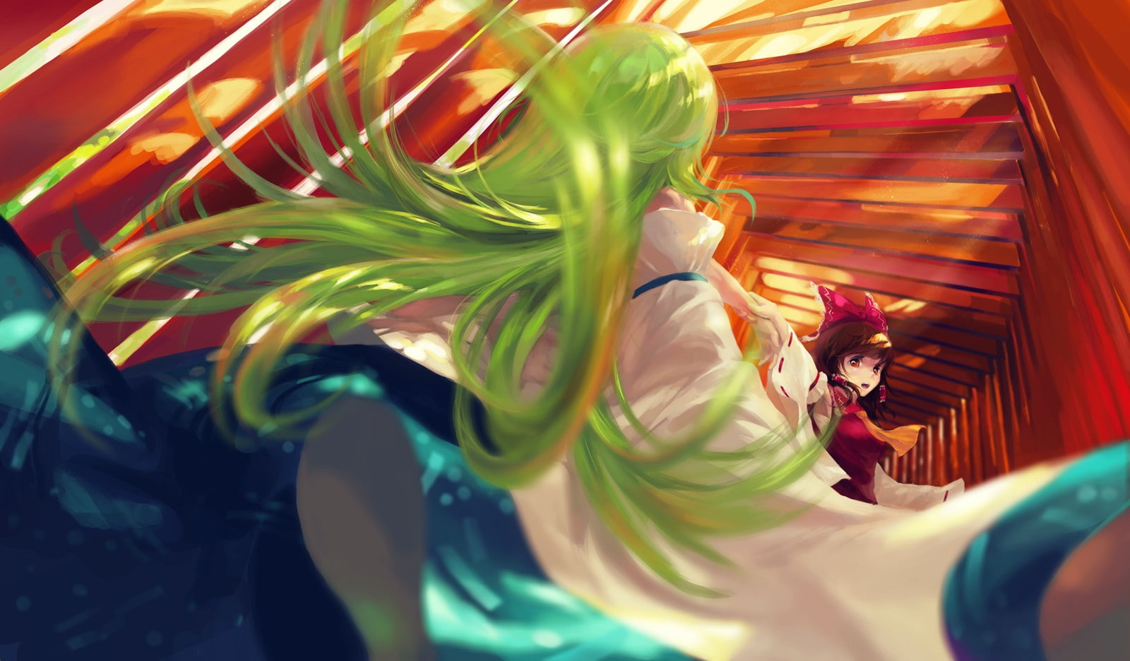 Touhou, Hakurei Reimu, 720P, Kochiya Sanae, HD Wallpaper