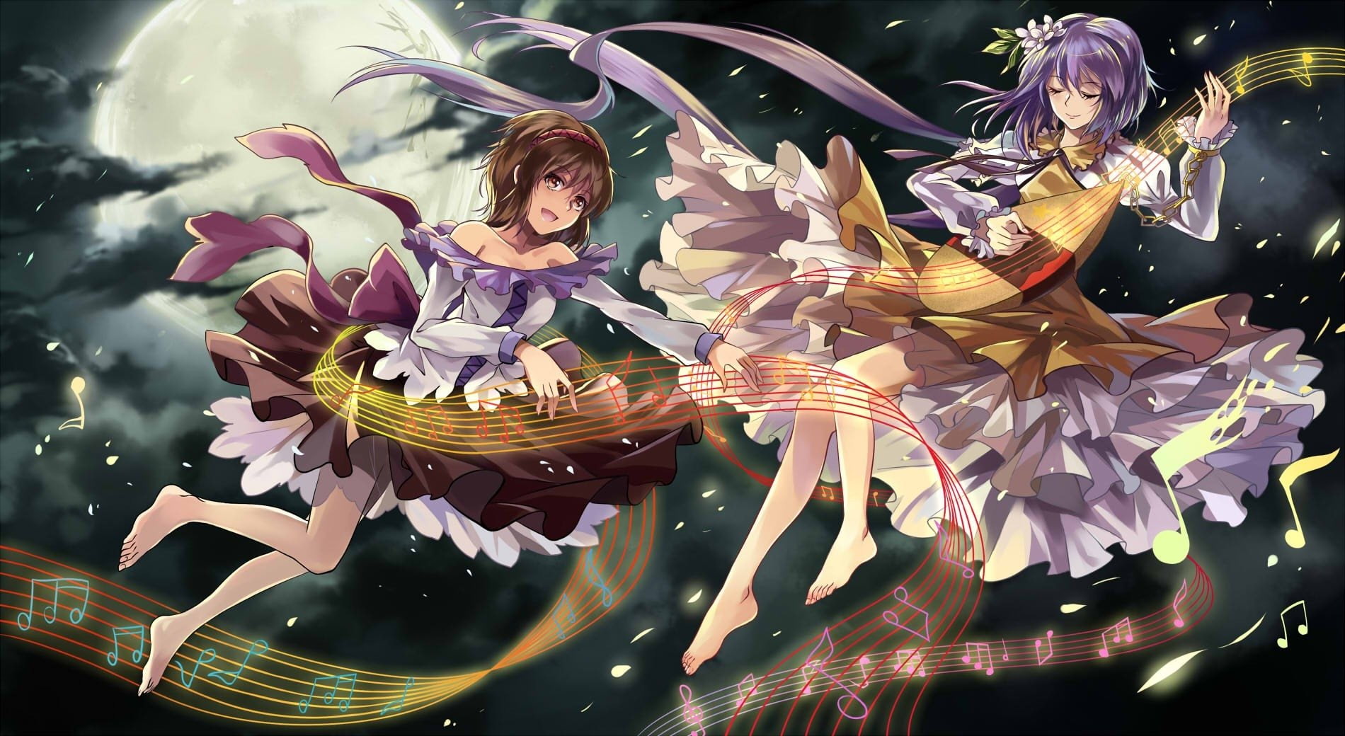 Touhou, Yatsuhashi Tsukumo, Benben Tsukumo, Music, Anime, 720P, HD Wallpaper