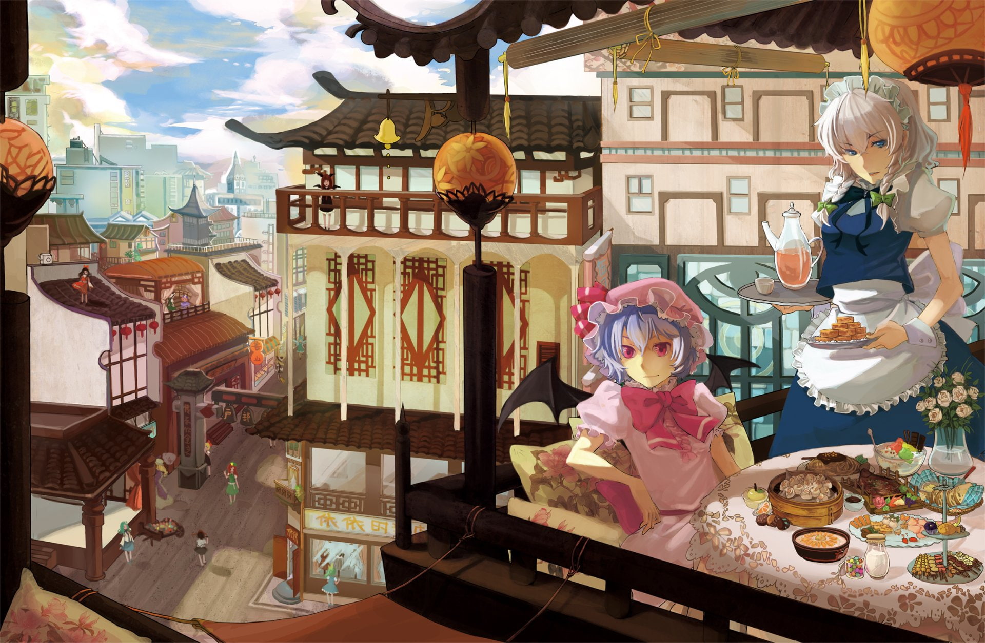Anime, Reimu Hakurei, Hong Meiling, Touhou, Remilia Scarlet, Cirno (Touhou), Marisa Kirisame, Yukari Yakumo, Sakuya Izayoi, Youmu Konpaku, Sanae Kochiya, HD Wallpaper