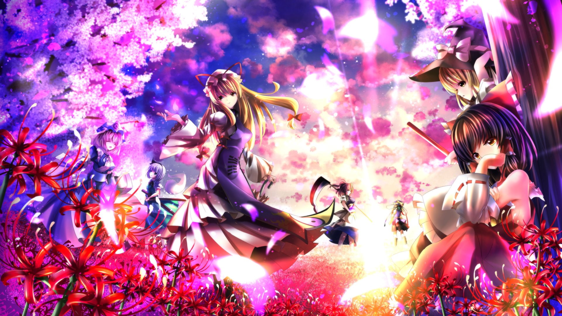 Youmu Konpaku, Marisa Kirisame, Touhou, Yukari Yakumo, Reimu Hakurei, Yuyuko Saigyouji, 1080P, Anime, HD Wallpaper