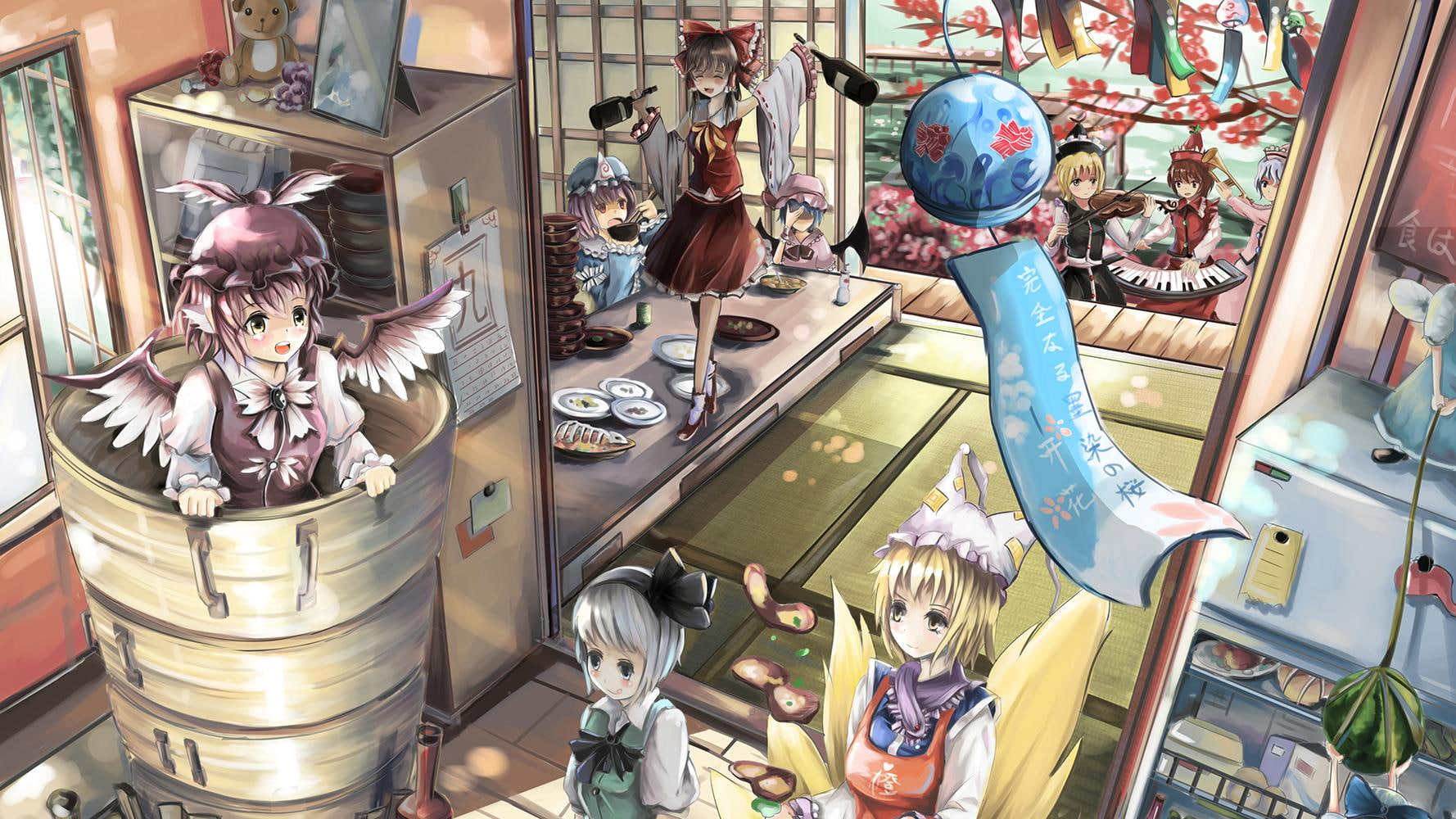 Anime, Reimu Hakurei, Touhou, Lyrica Prismriver, Yuyuko Saigyouji, Youmu Konpaku, Remilia Scarlet, 720P, Ran Yakumo, Flandre Scarlet, Merlin Prismriver, HD Wallpaper