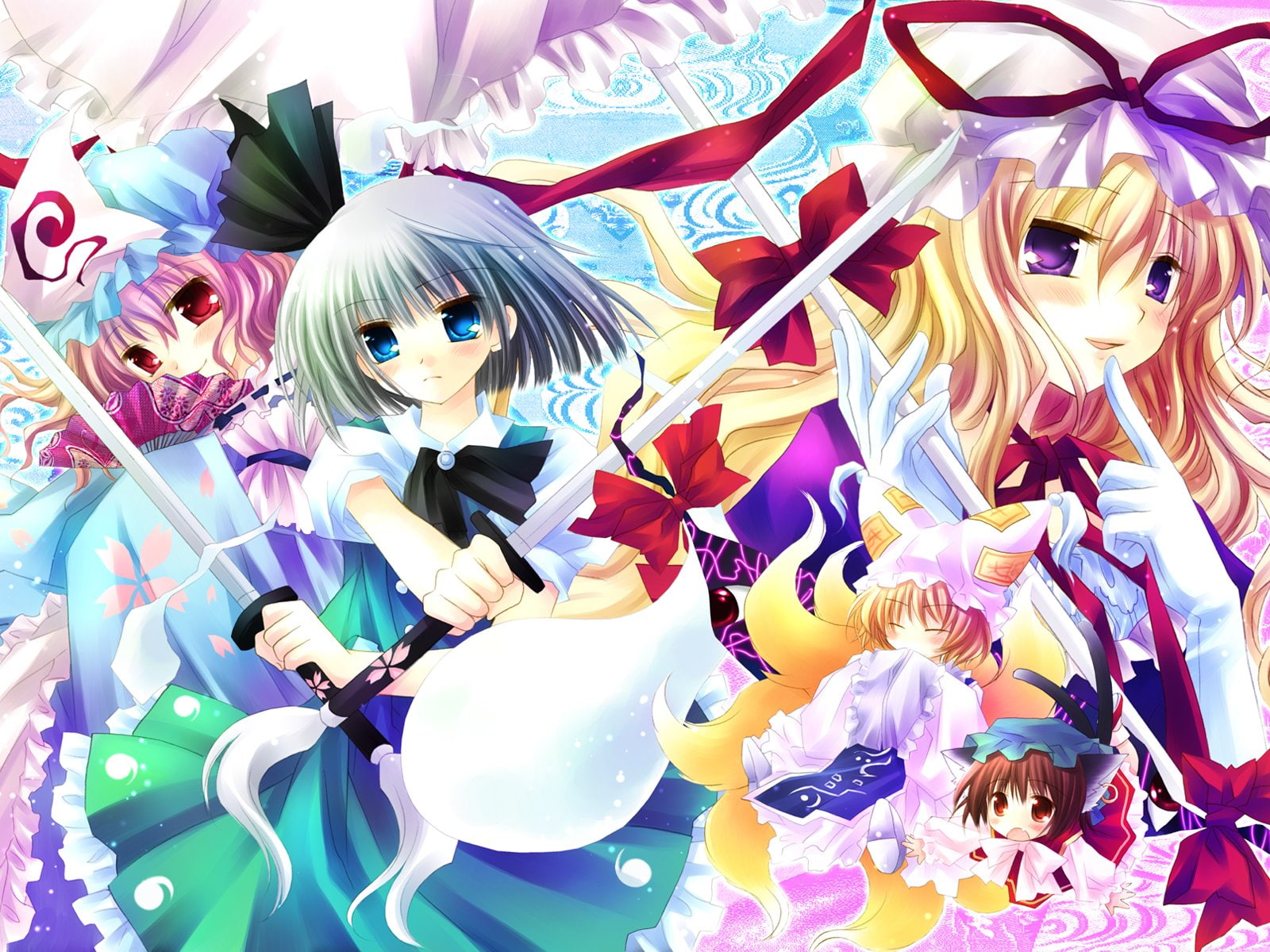touhou, yakumo, saigyouji, ran, konpaku, animal, anime, ears, yuyuko, yukari, youmu, video, chen, 720P, games, HD Wallpaper