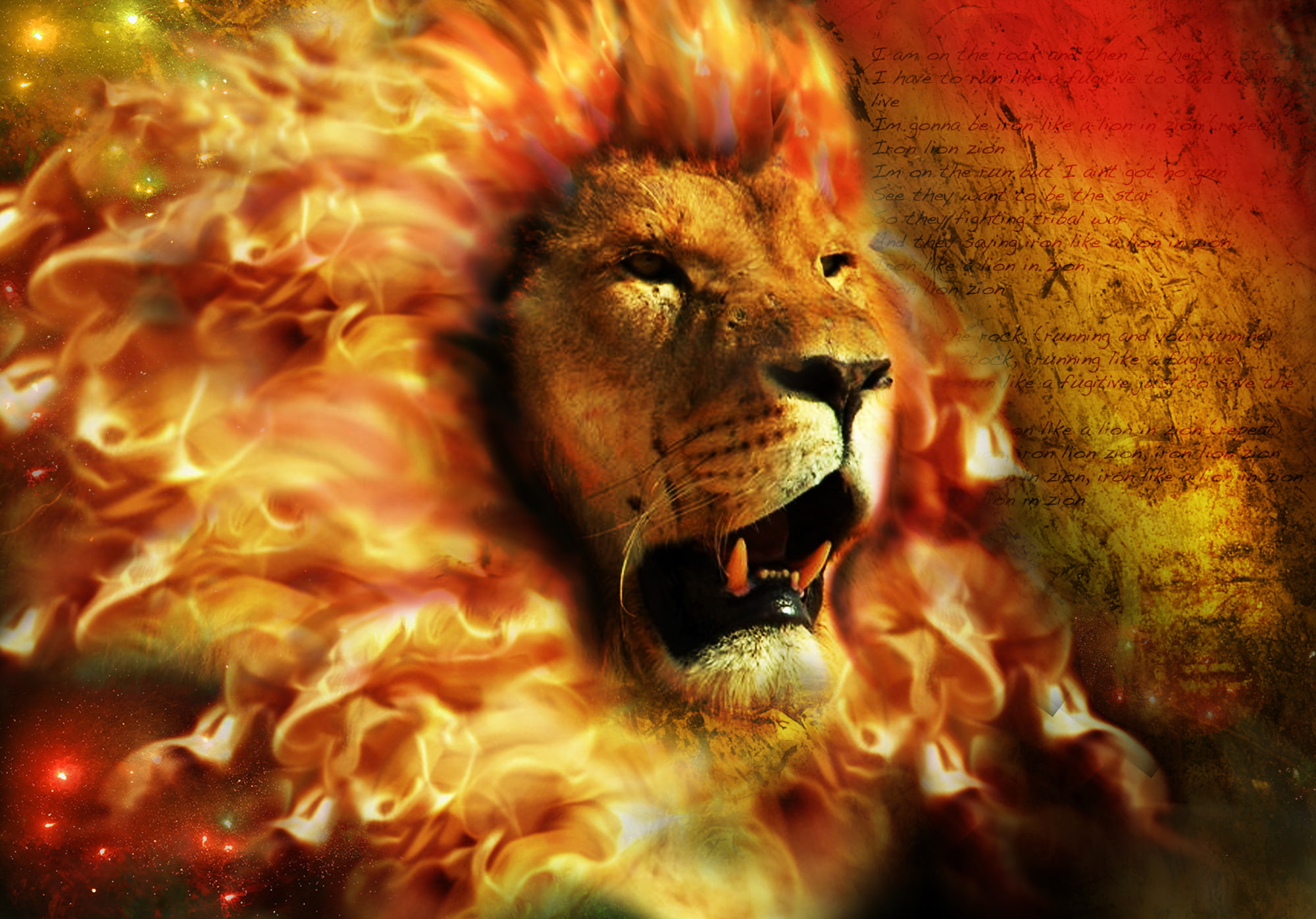 Artistic, Lion, Digital Art, 1080P, CGI, Fire, Flame, Animal, Manipulation, HD Wallpaper