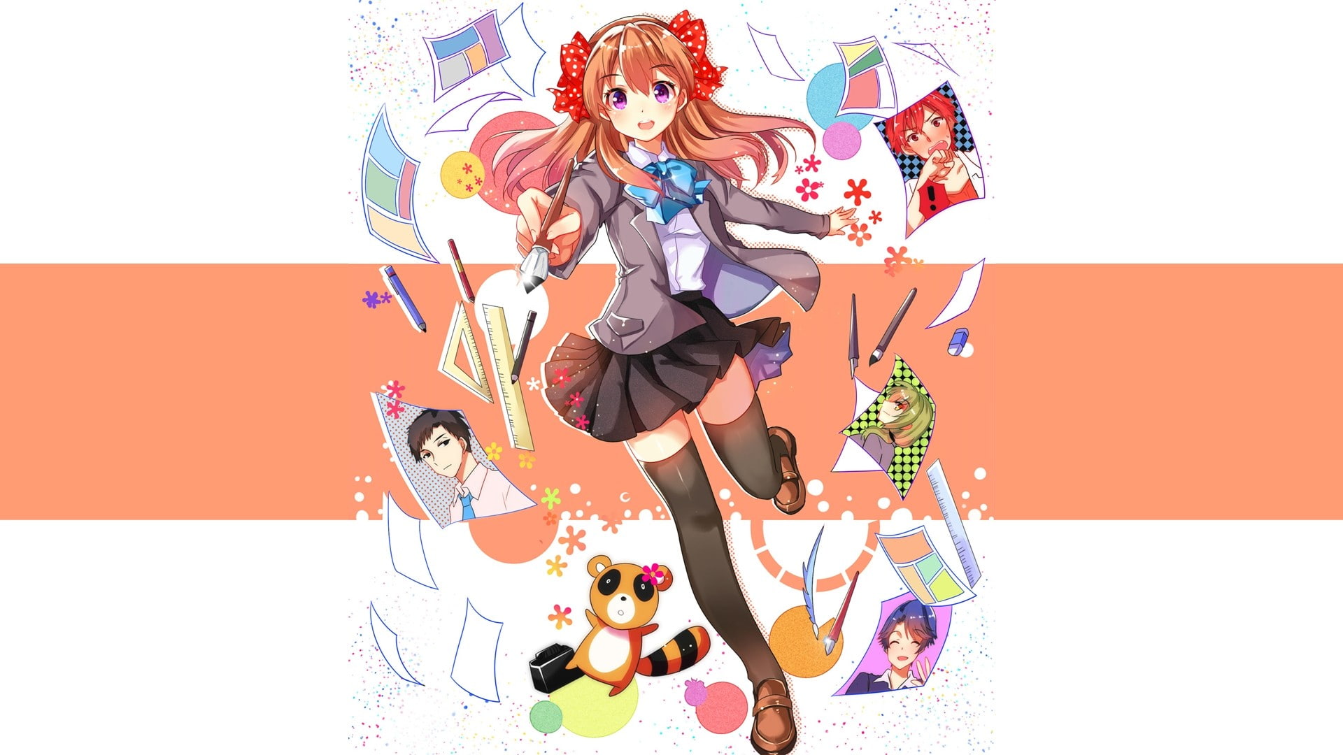 Gekkan Shoujo Nozaki-kun, 1080P, thigh-highs, Sakura Chiyo, anime girls, HD Wallpaper