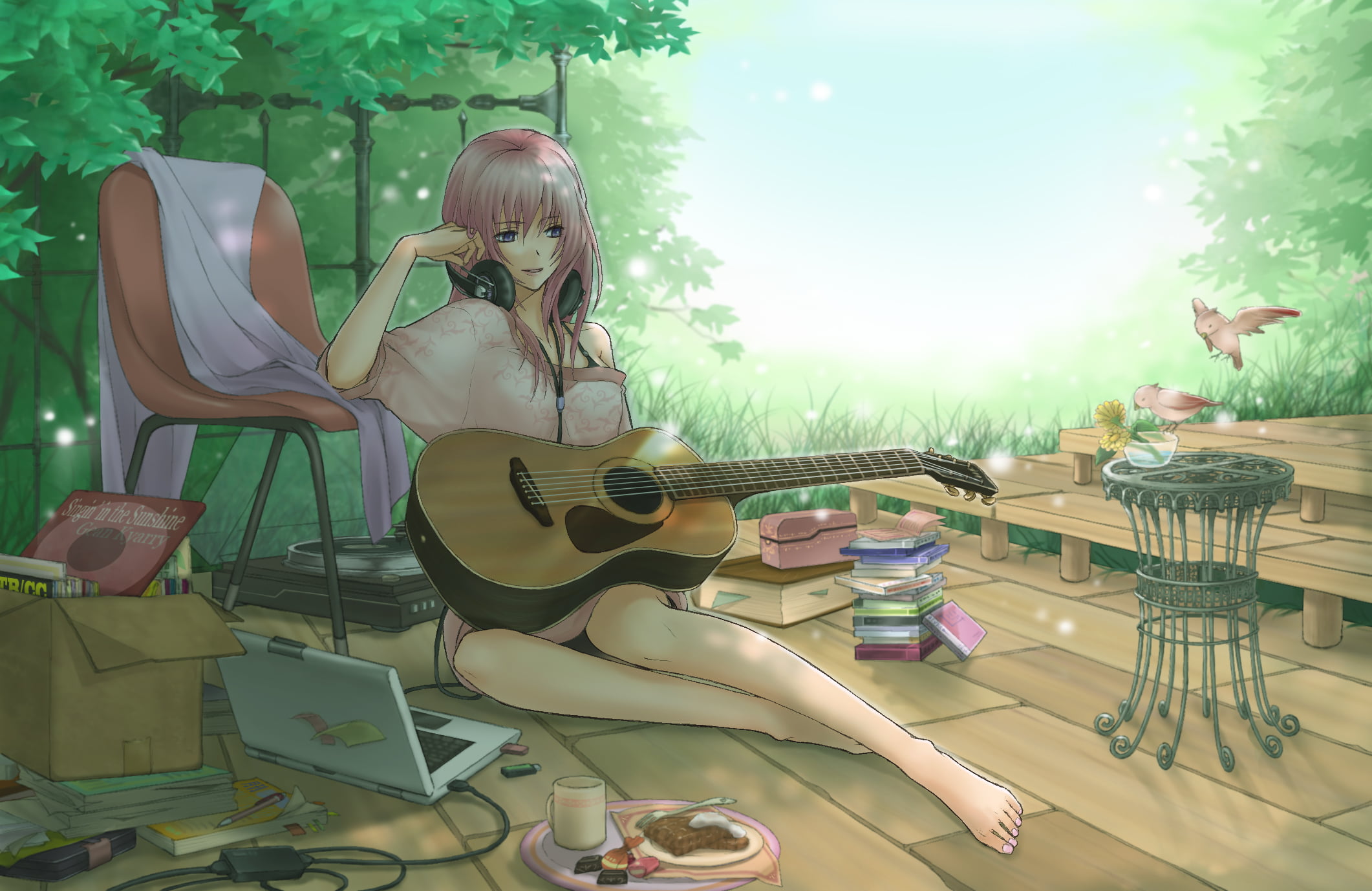 sound, guitar, girl, fun, young Adult, beautiful, beauty, sitting, musician, teenage Girls, people, singing, shirano, young women, happiness, full length, HD Wallpaper