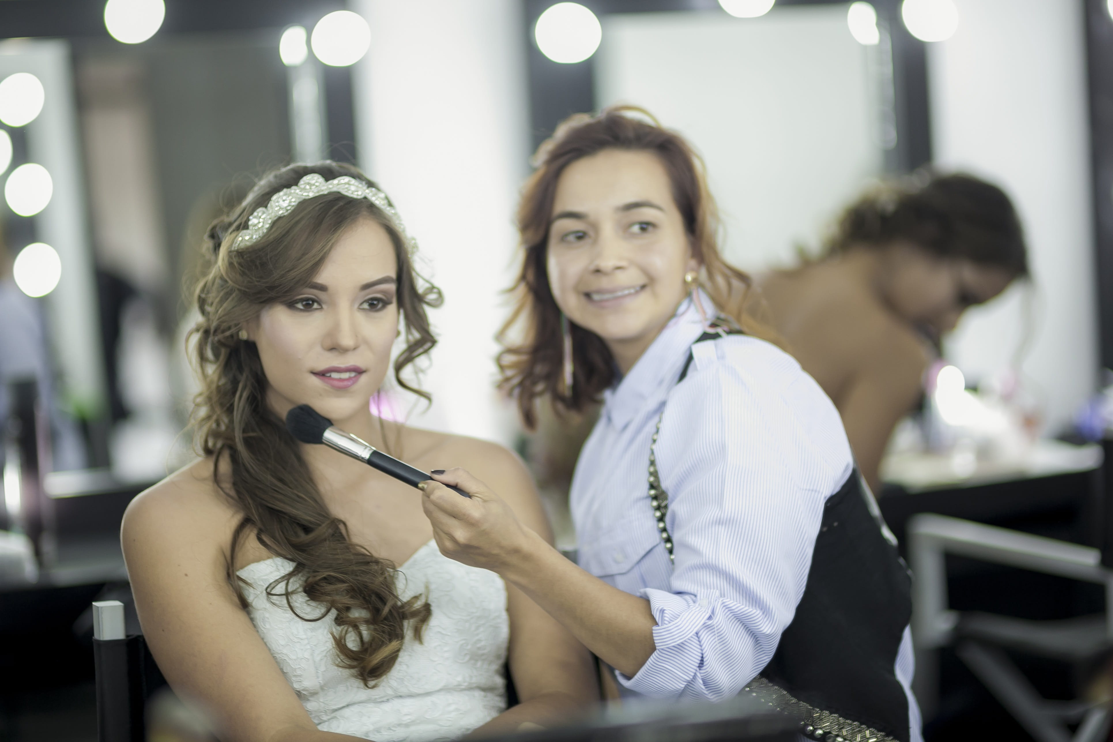 young adult, holding, putting, young women, people, 4K, women, smiling, human body part, Wedding, looking at camera, portrait, beautician, focus on foreground, HD Wallpaper