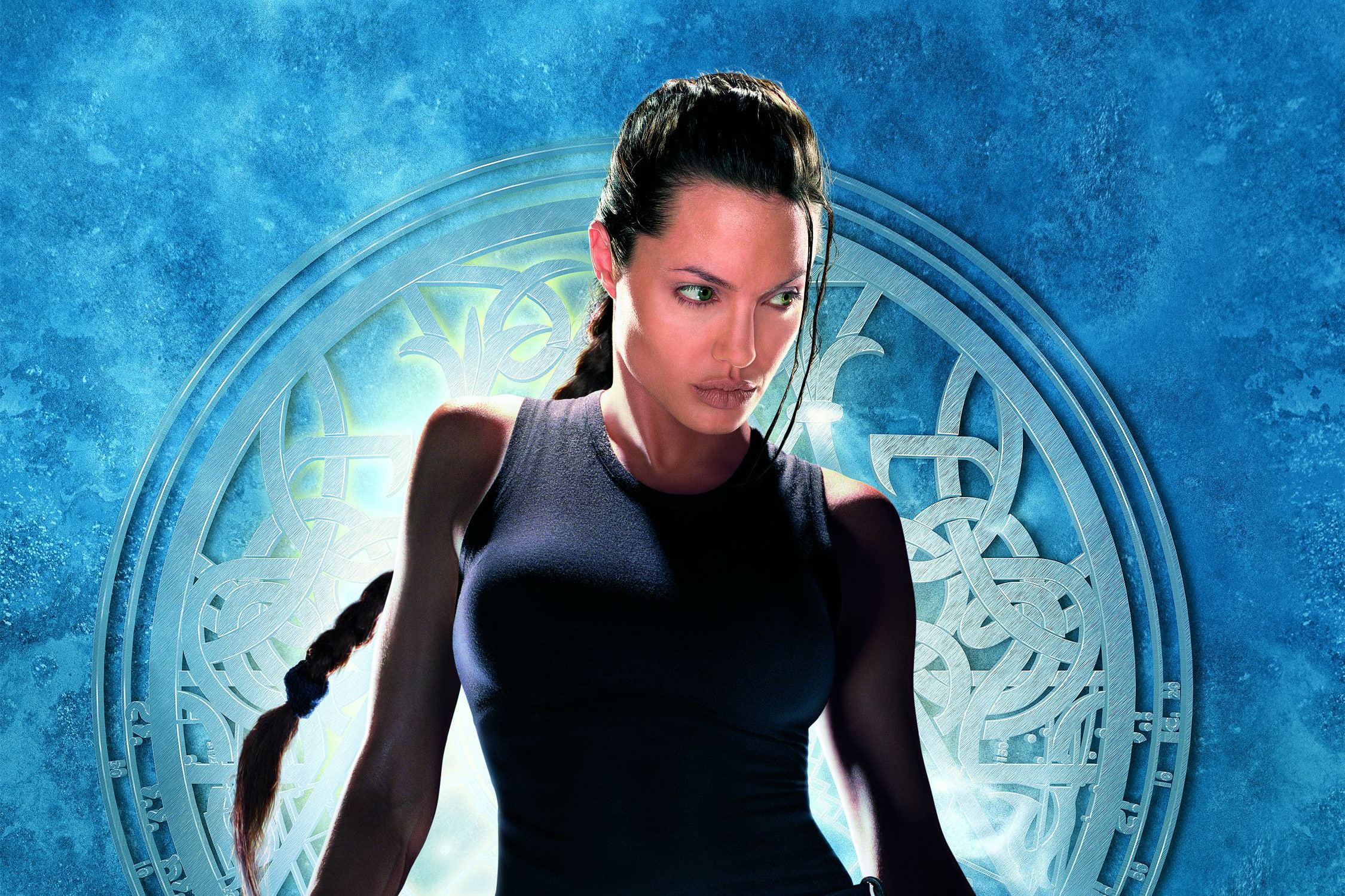 men, machinery, girl, Lara Croft, Angelina Jolie, women, architecture, Lara Croft: Tomb Raider, 1080P, digital composite, waist up, one person, portrait, HD Wallpaper