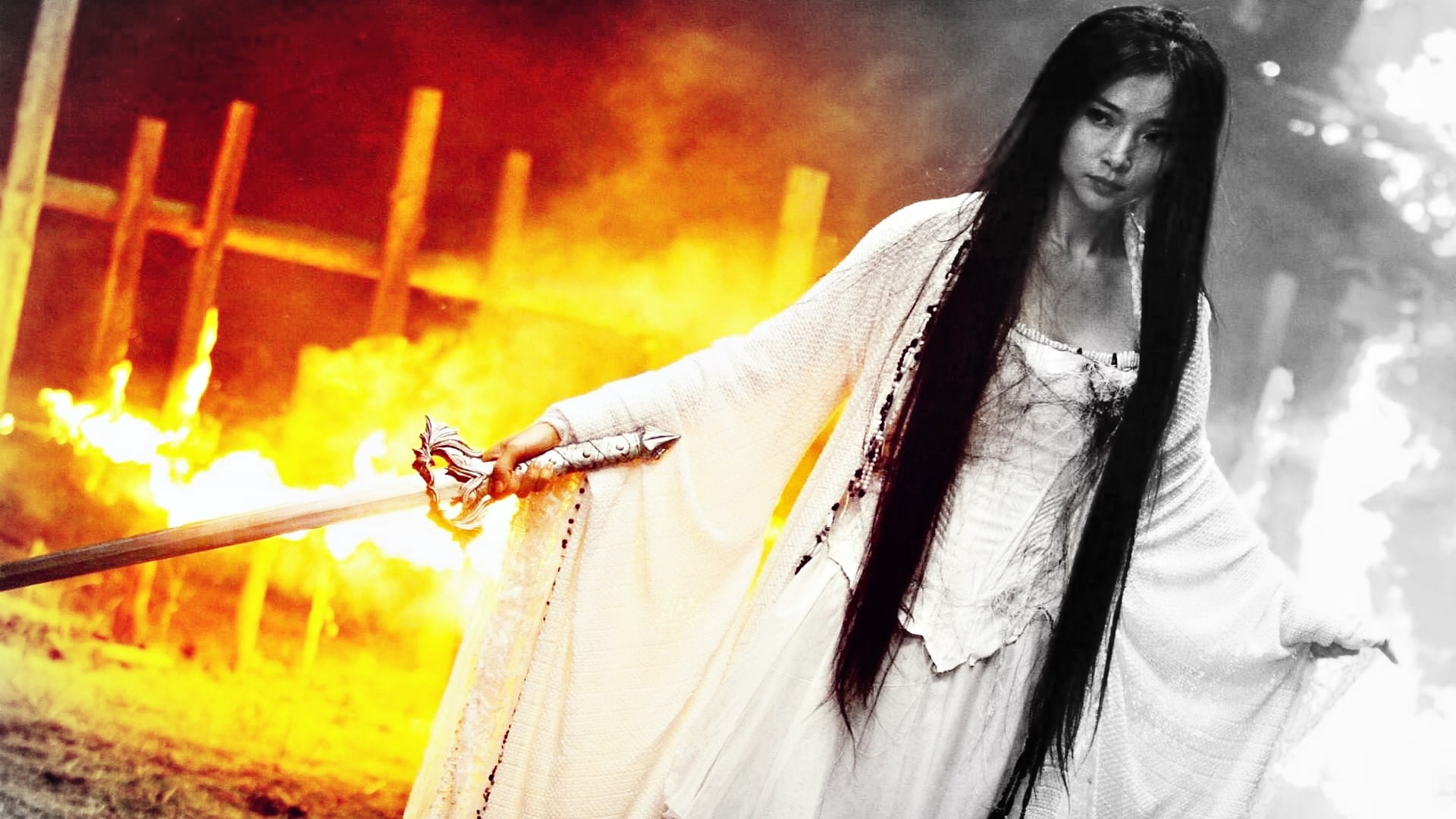 warrior, forbidden, martial, fire, sword, kingdom, arts, 1080P, girl, katana, HD Wallpaper