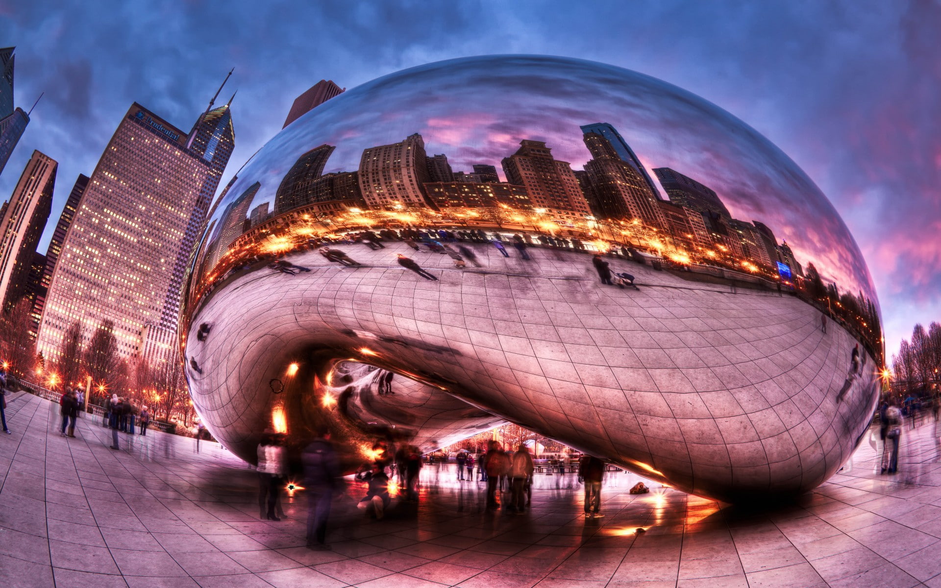 park, gate, photography, millennium, fisheye, cloud, chicago, 1080P, HD Wallpaper