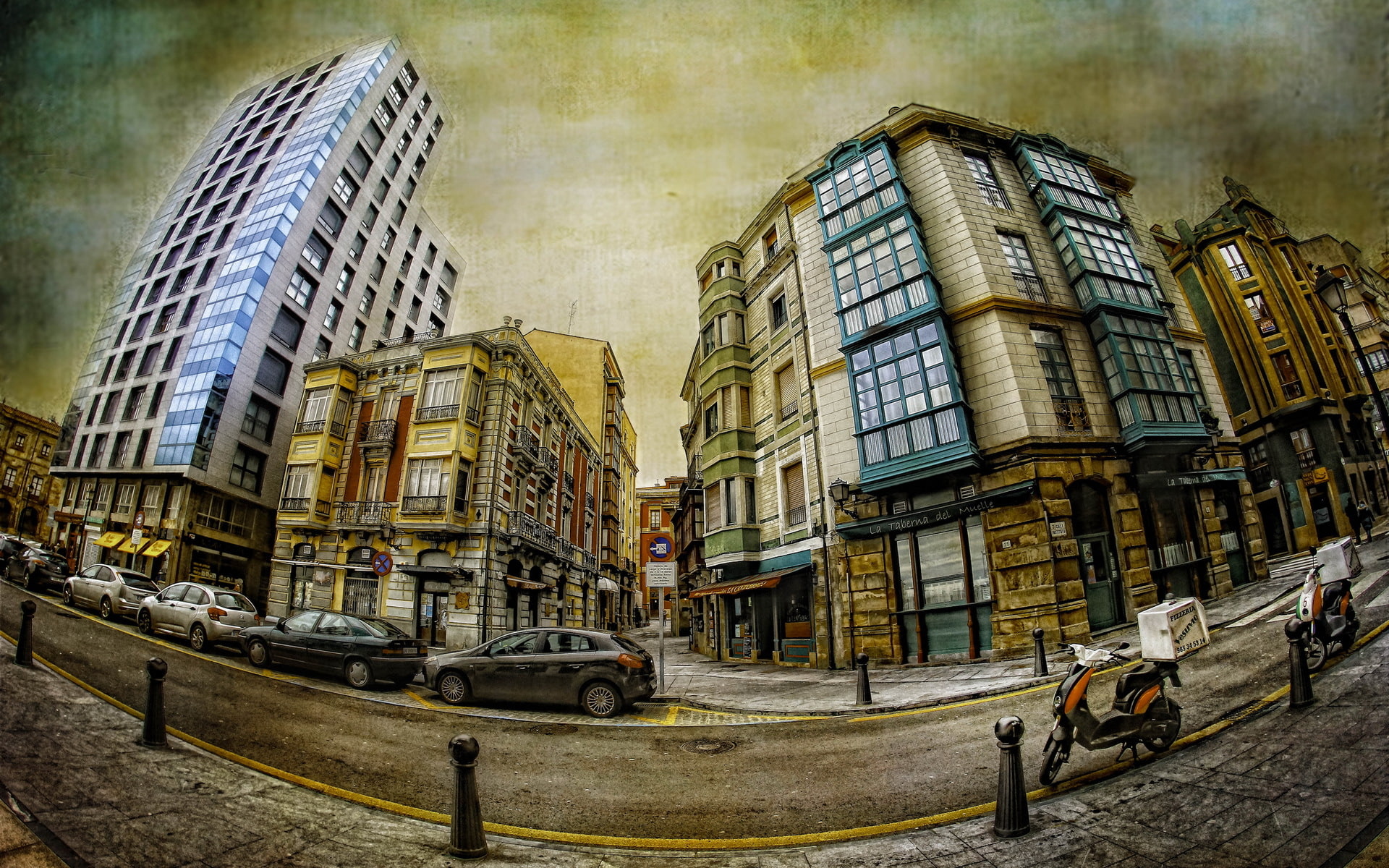 fisheye, street, photography, 1080P, HD Wallpaper
