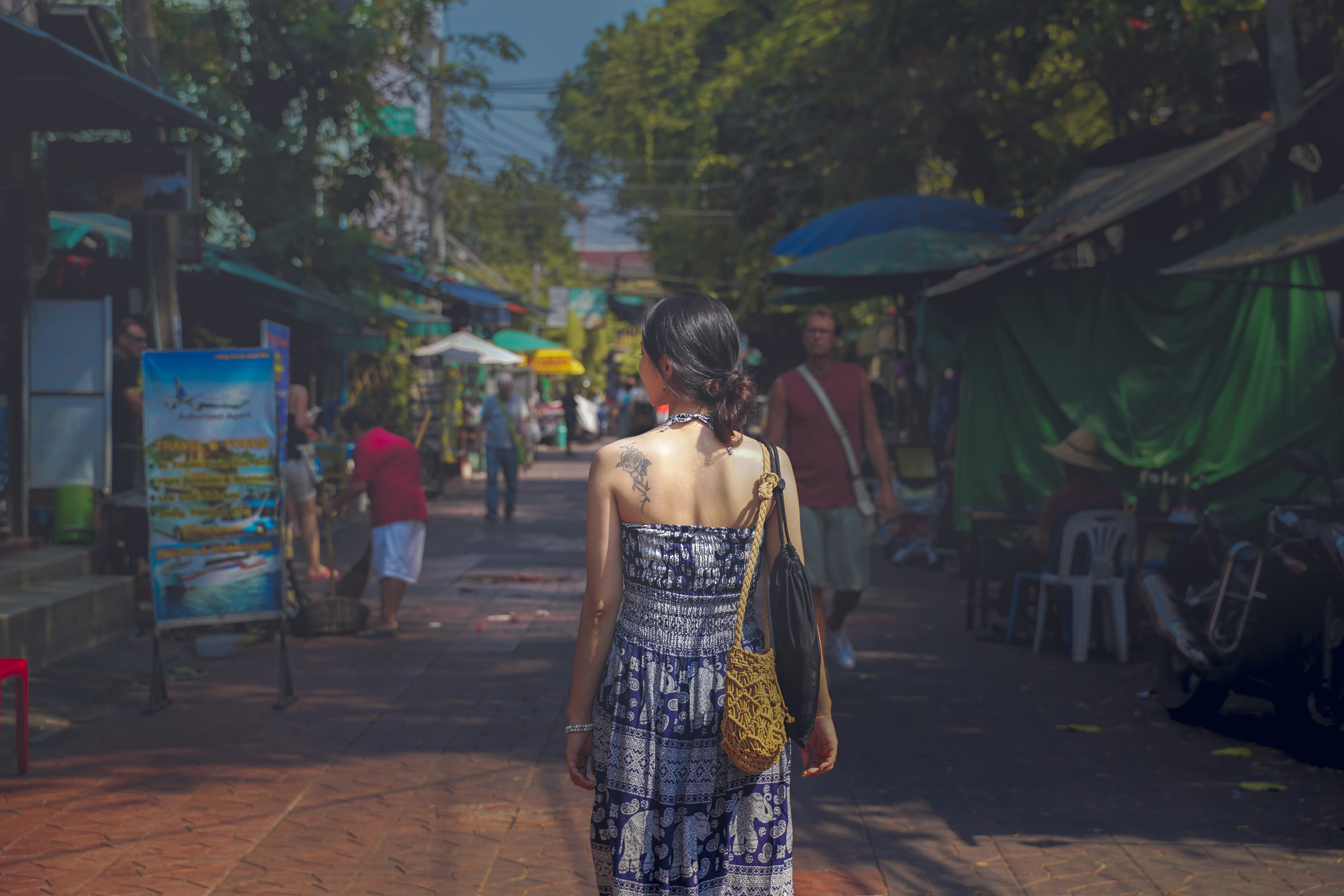 halter, market, bazaar, day, leisure activity, architecture, dress, portrait, clothing, outdoors, casual clothing, standing, person, path, stores, human, HD Wallpaper