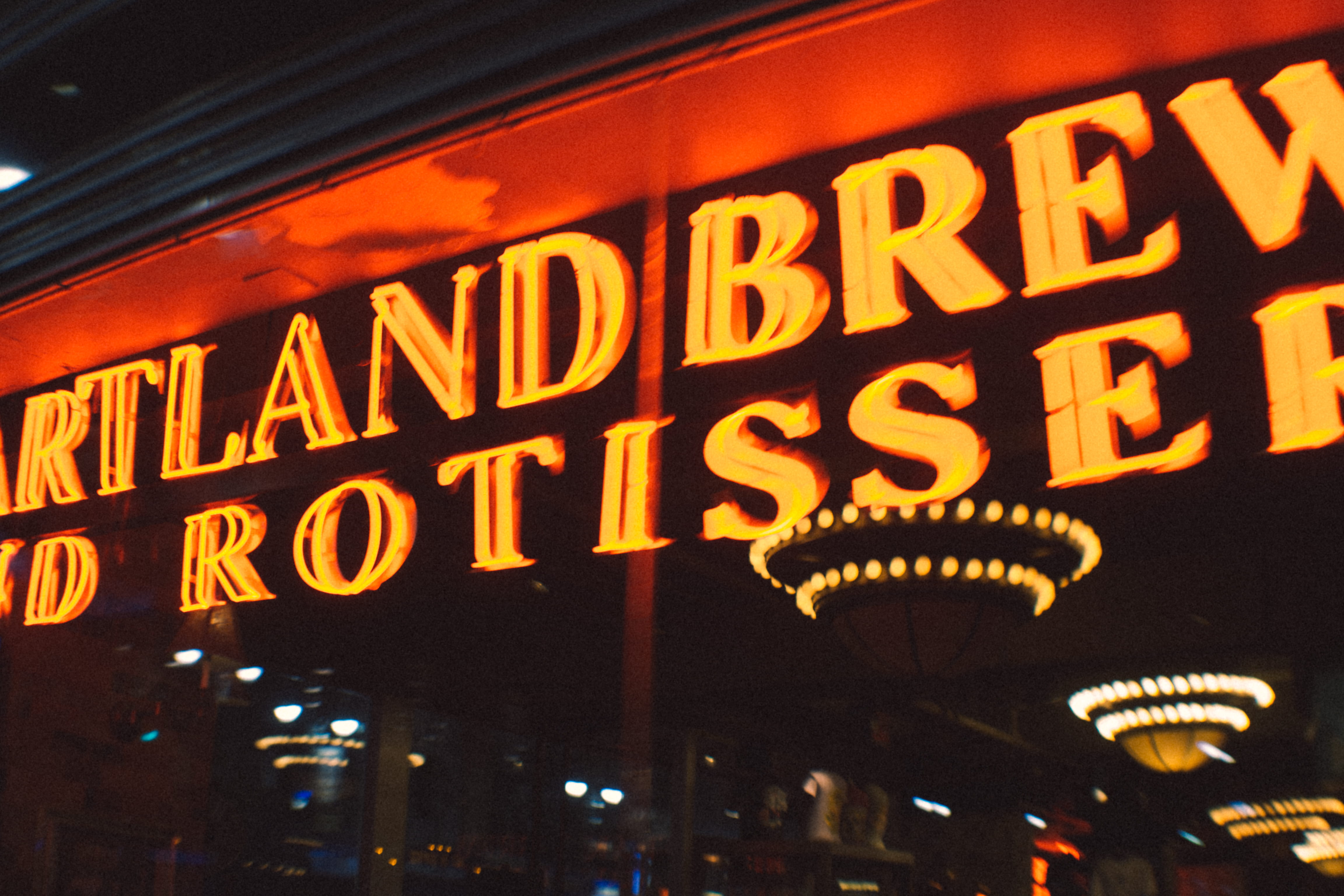 illuminated, sign, lighting equipment, shop, light, food court, western script, close-up, nightlife, pub, built structure, text, 4K, night life, communication, HD Wallpaper